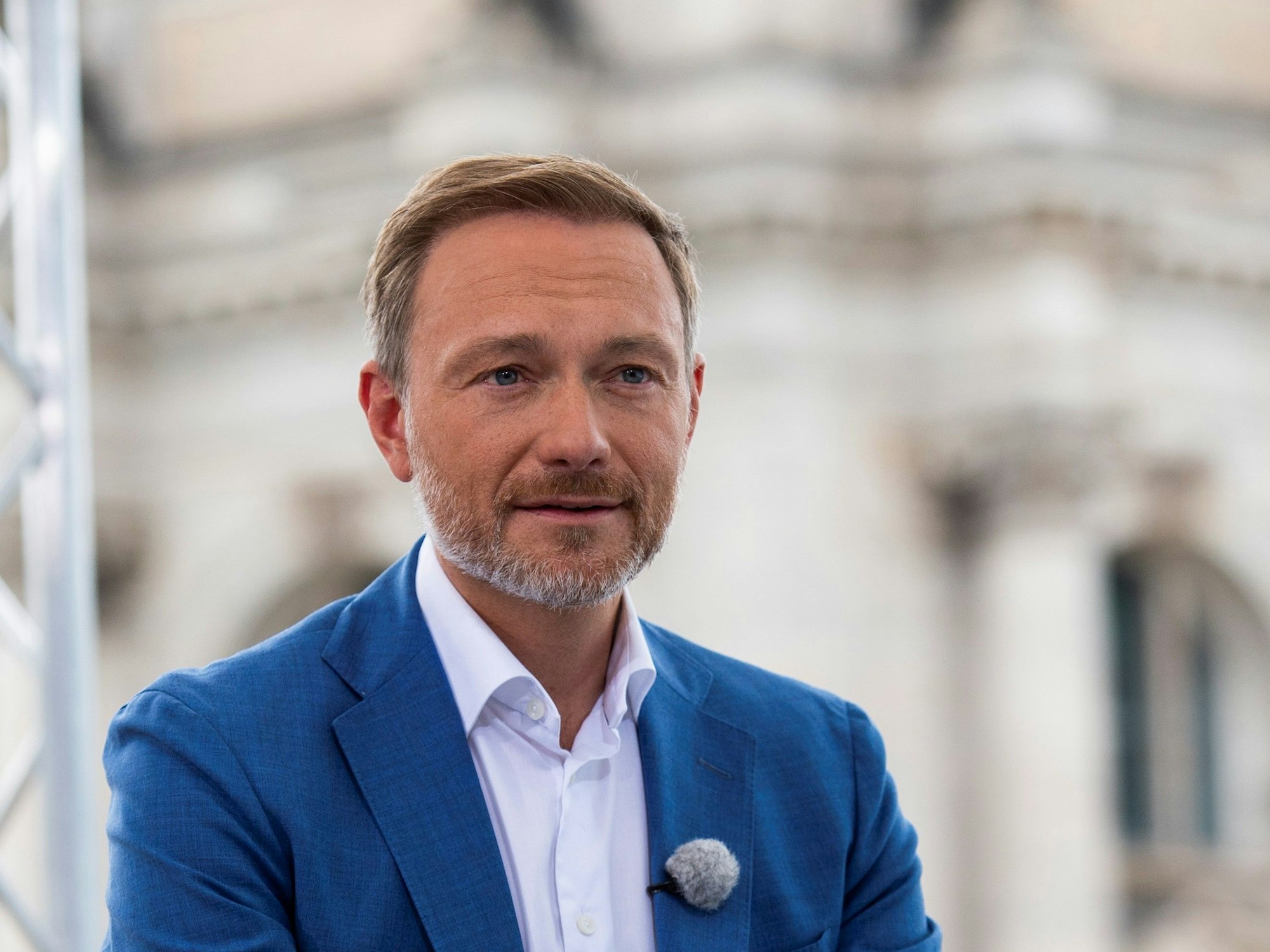 Bundesminister Christian Lindner beim ARD-Sommerinterview.