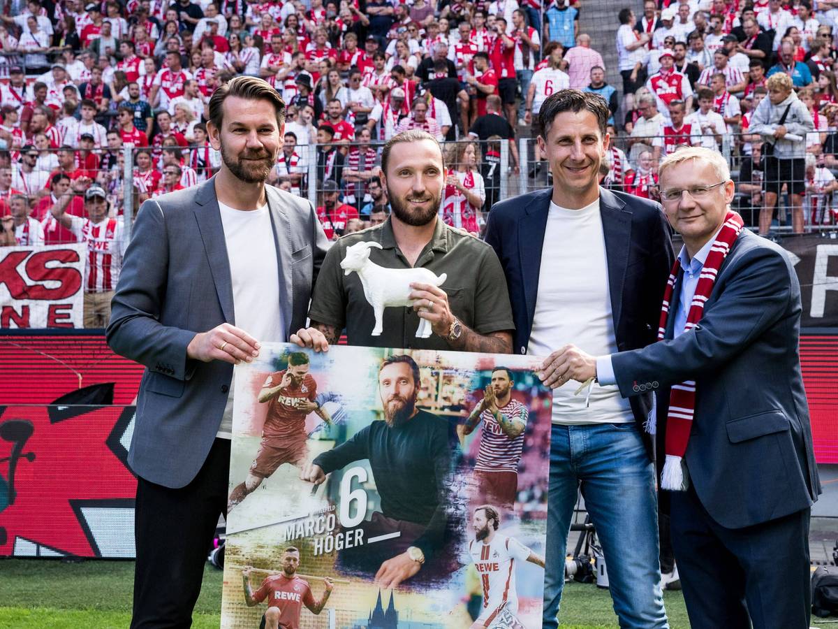 Thomas Kessler, Marco Höger, Christian Keller und Eckhard Sauren bei der Verabschiedung von Höger.
