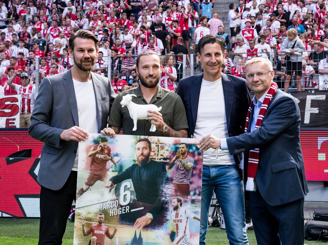 Thomas Kessler, Marco Höger, Christian Keller und Eckhard Sauren bei der Verabschiedung von Höger.
