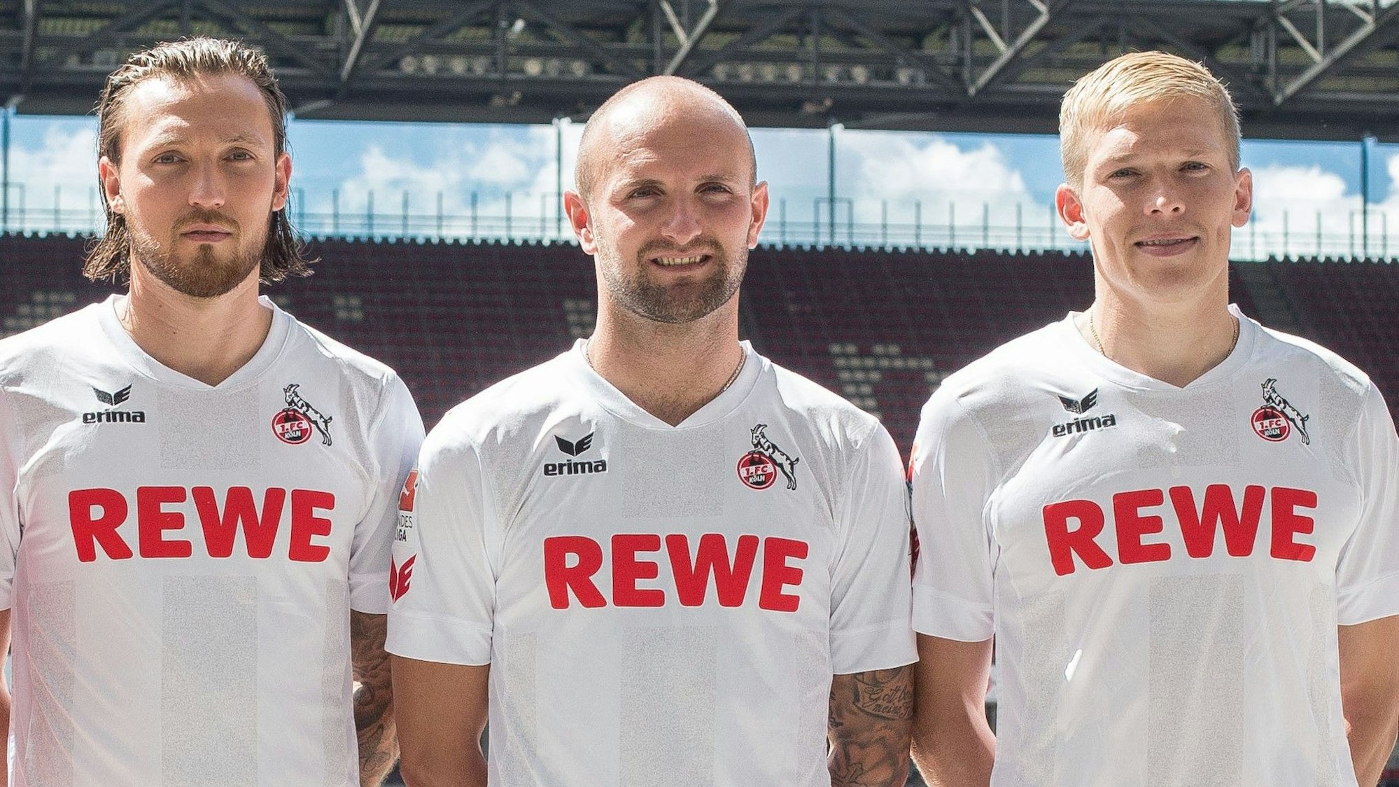 Marco Höger, Konstantin Rausch und Artjoms Rudnevs werden am 18. Juli 2016 beim 1. FC Köln als Neuzugänge präsentiert.