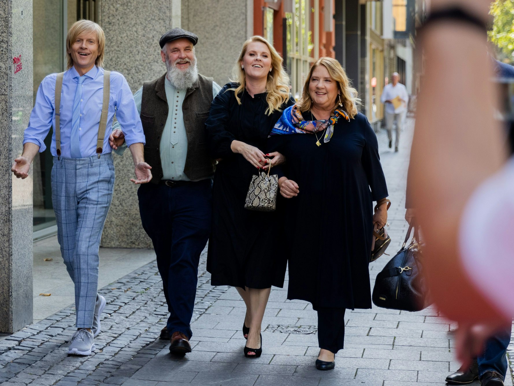 John, Paul, Patricia und Kathy Kelly, Mitglieder der Kelly Family, kommen zur Vorstellung der neuen Doku-Serie «Die Reise geht weiter» in das Residenz-Theater.