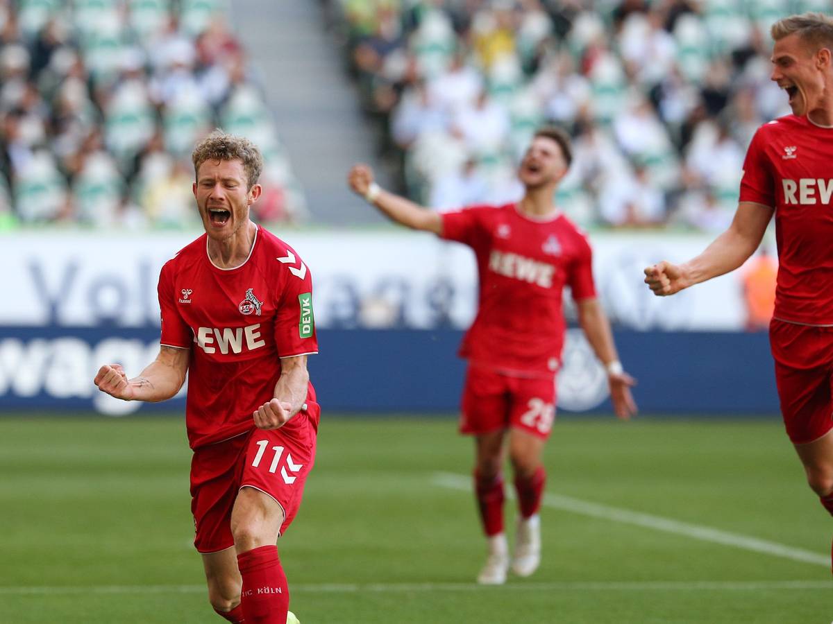 Florian Kainz trifft für den 1. FC Köln gegen den VfL Wolfsburg.
