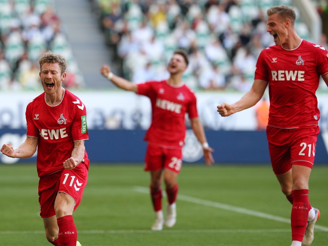 Florian Kainz trifft für den 1. FC Köln gegen den VfL Wolfsburg.