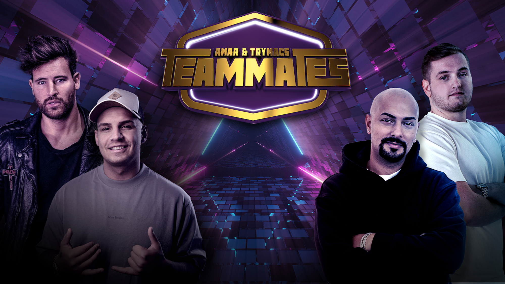 Pietro Lombardi, Marc Eggers, Trymacs und Amar auf einem „Teammates“-Pressefoto.