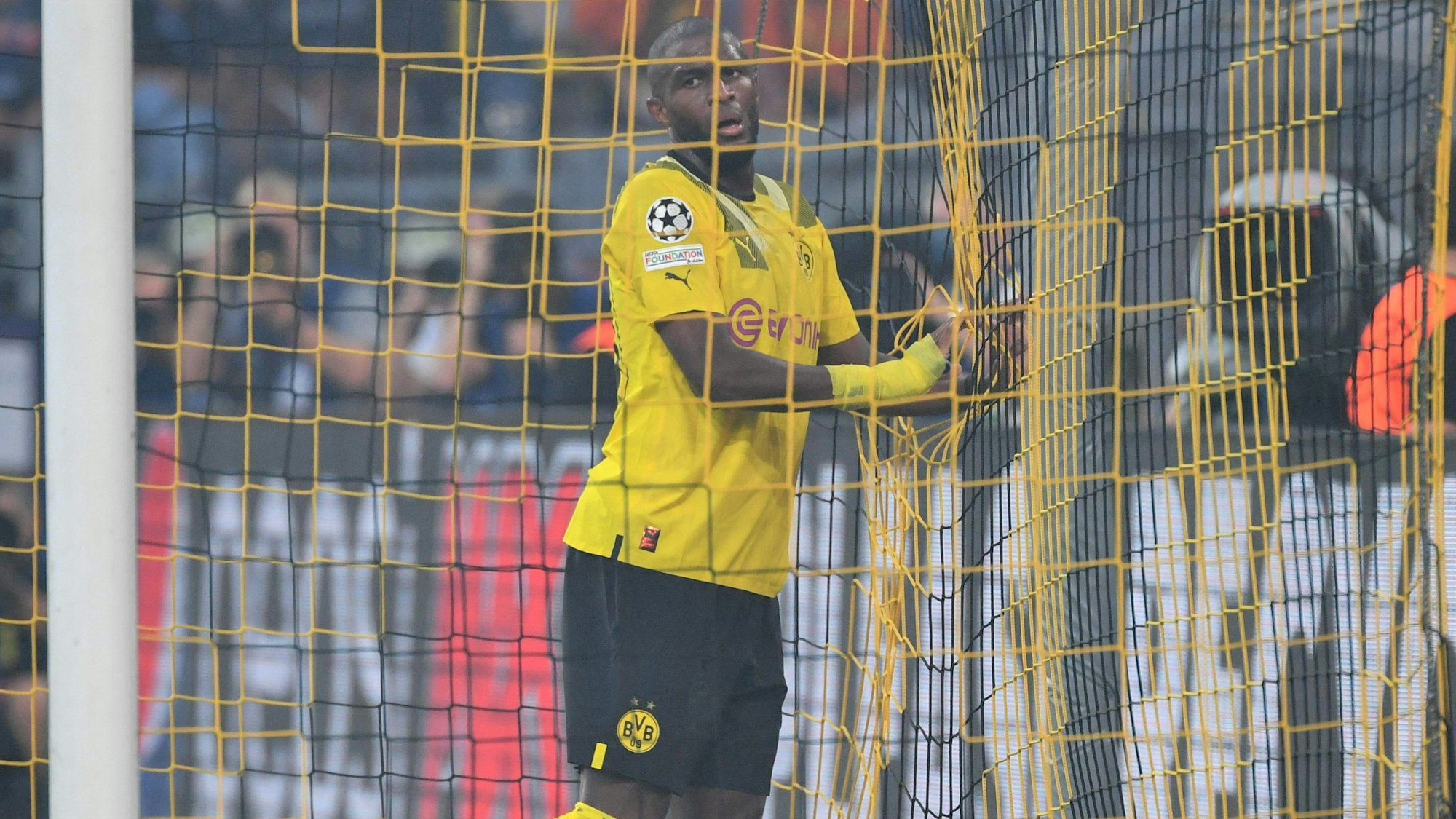 Anthony Modeste steht nach einer vergebenen Chance im gegnerischen Tor und hadert.