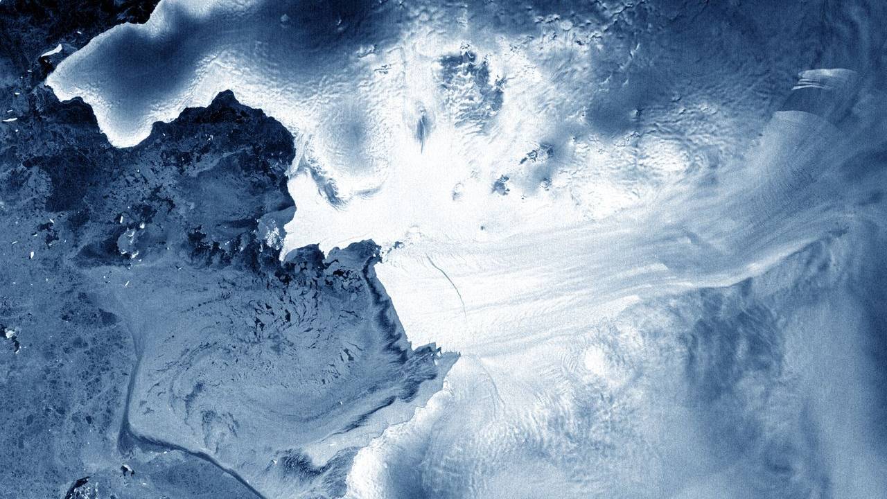 Dieses Satellitenfoto zeigt den Pine-Island-Gletscher in der Antarktis.