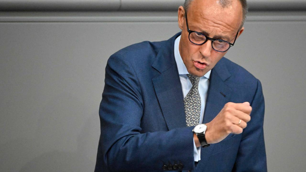CDU-Oppositionsführer Friedrich Merz spricht im Bundestag.