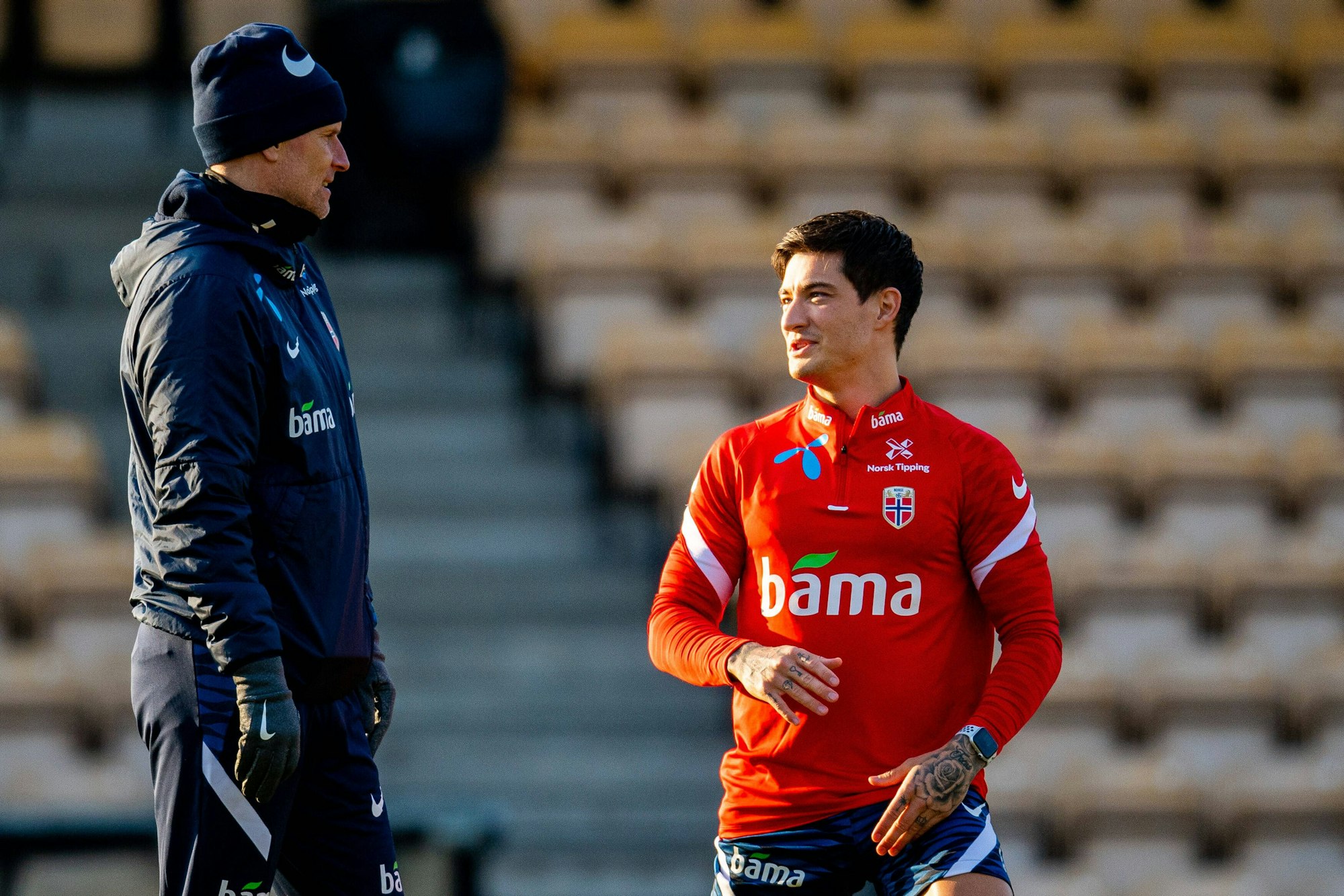 Stale Solbakken (Norwegen) mit Mathias Normann, der nach seinem Wechsel nach Moskau vom Nationalteam suspendiert ist.