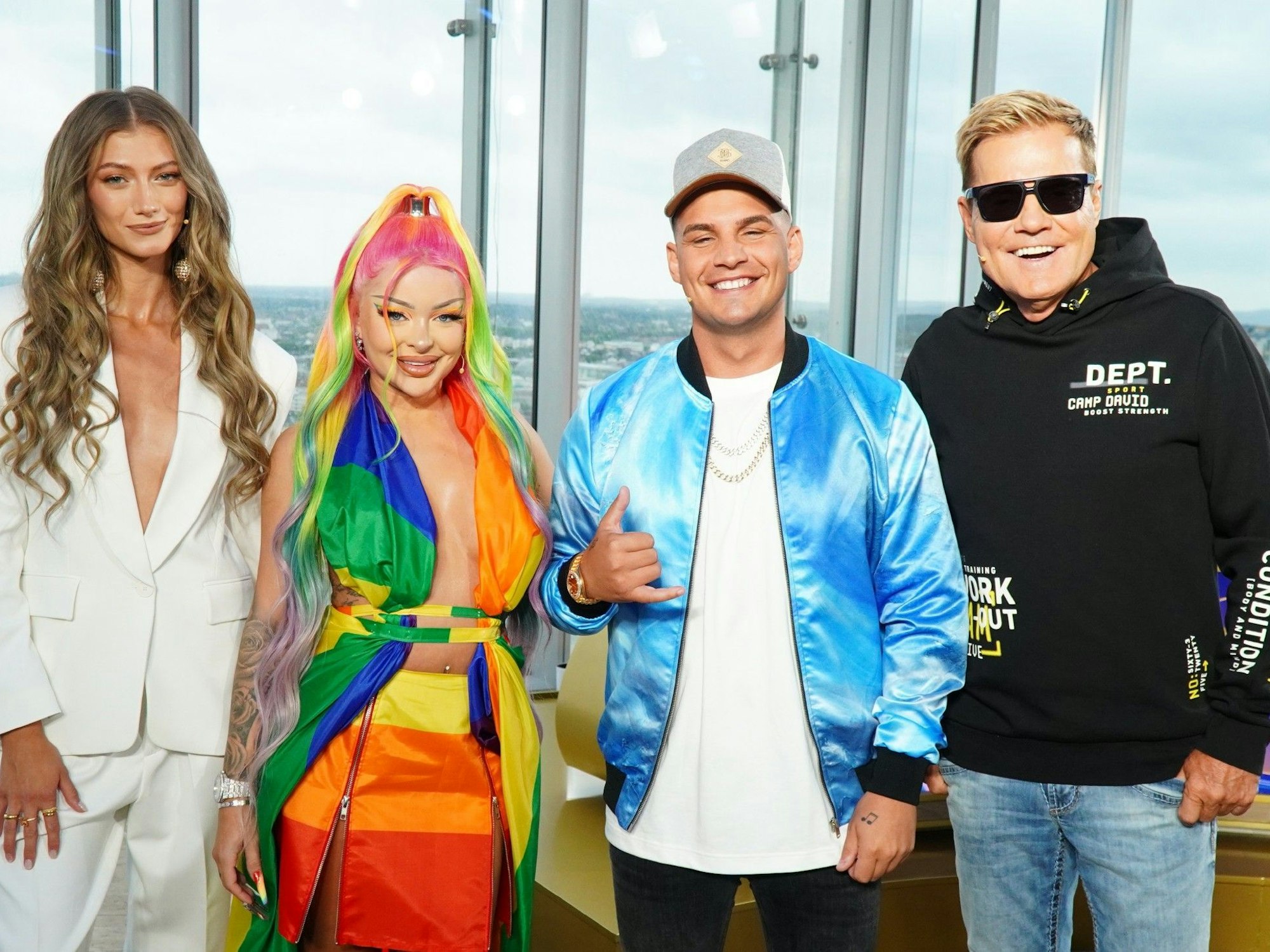 DSDS 2023 Jury: V.l.: Leony, Katja Krasavice, Pietro Lombardi und Dieter Bohlen
Aufgenommen am ersten Tag der Dreharbeiten bei den Castings am 10.9.2022 in Köln.