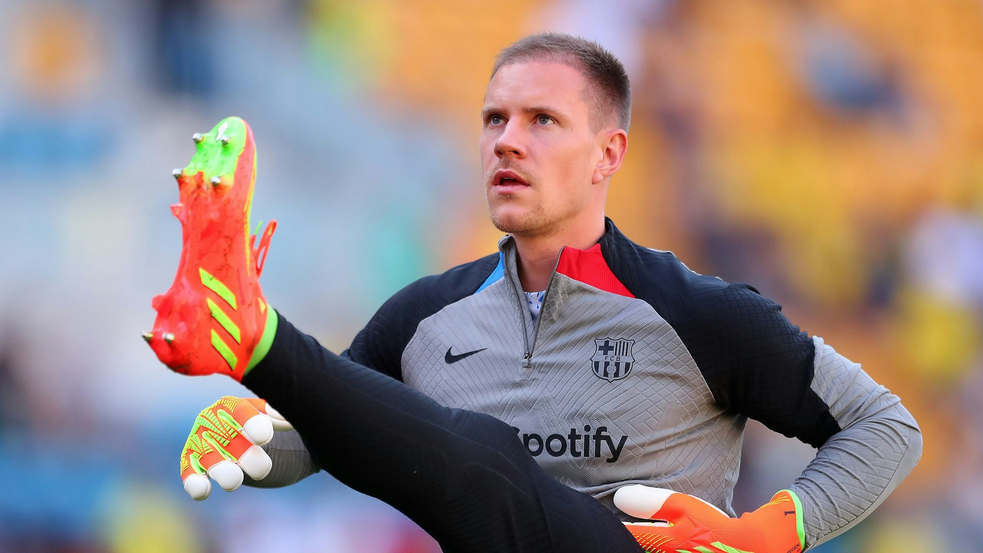 Marc-André ter Stegen vom FC Barcelona beim Aufwärmen.