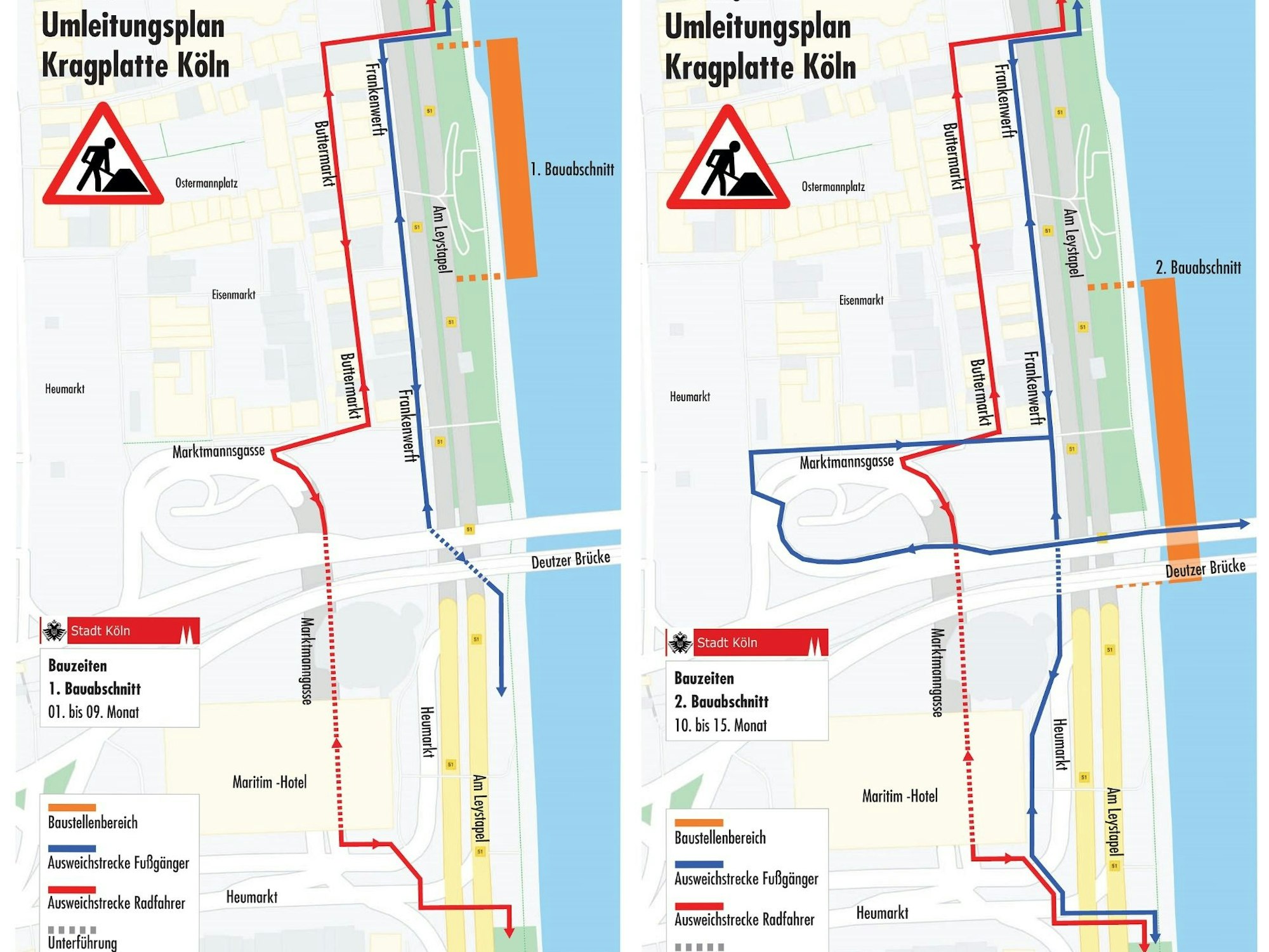 Grafik: Umbau/Sanierung der Kragplatte (Promenade) auf der linken Rheinseite.