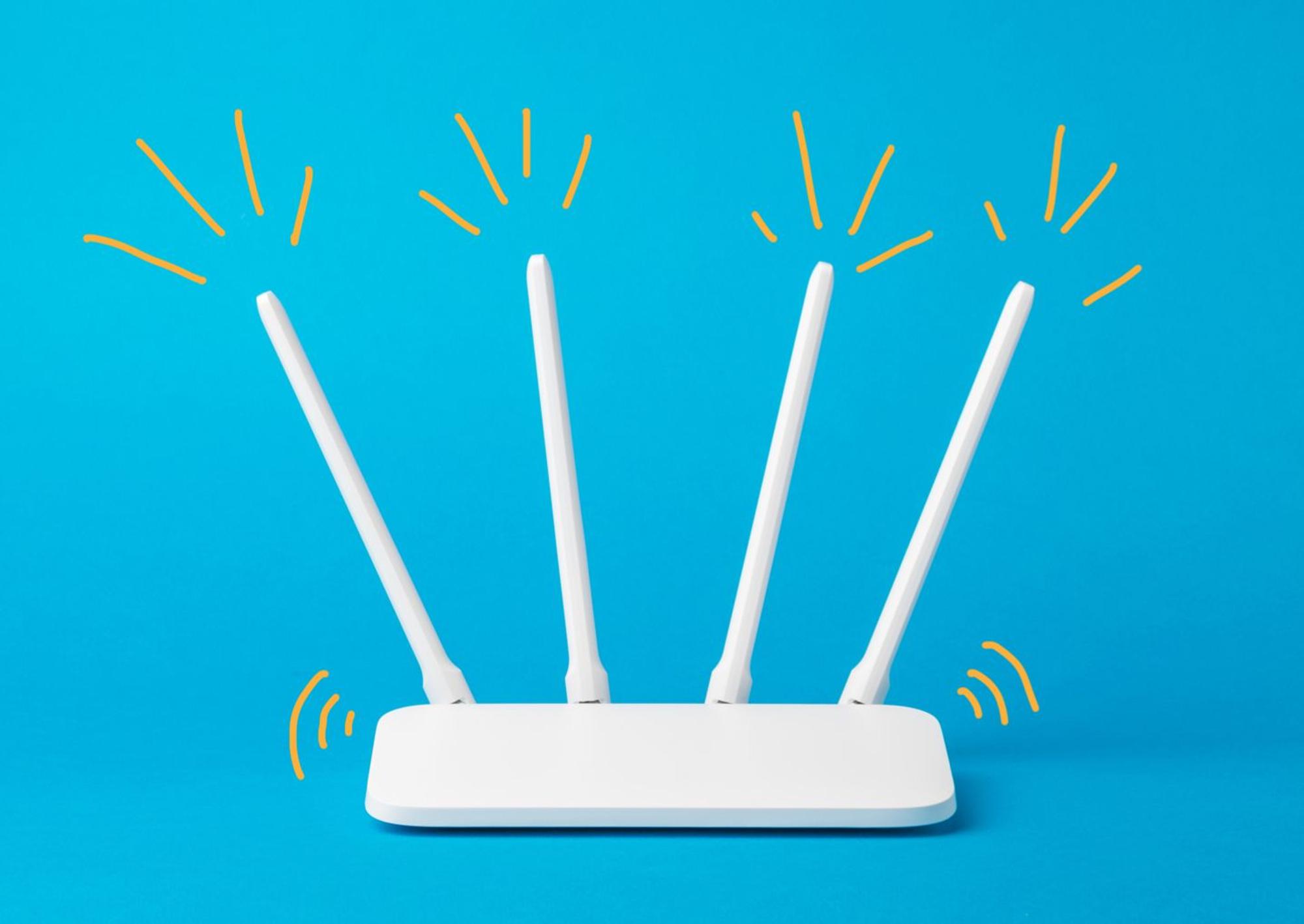 Auf dem Bild ist ein Router zu sehen, der eine deutlich gute Signalstärke zeigt, um den Leser zu motivieren, den Internetanbieter zu wechseln, sofern man nicht zufrieden ist.