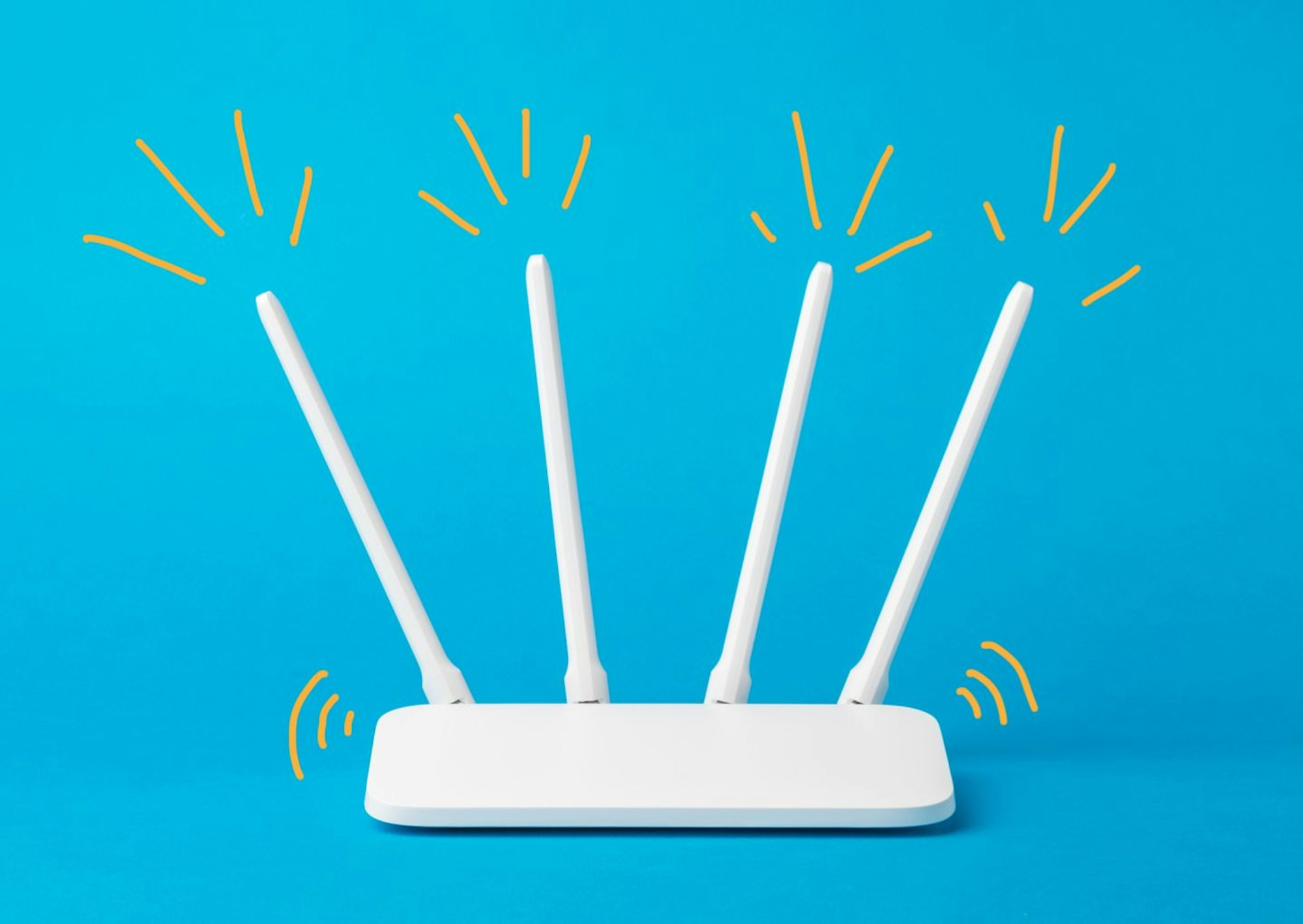 Auf dem Bild ist ein Router zu sehen, der eine deutlich gute Signalstärke zeigt, um den Leser zu motivieren, den Internetanbieter zu wechseln, sofern man nicht zufrieden ist.