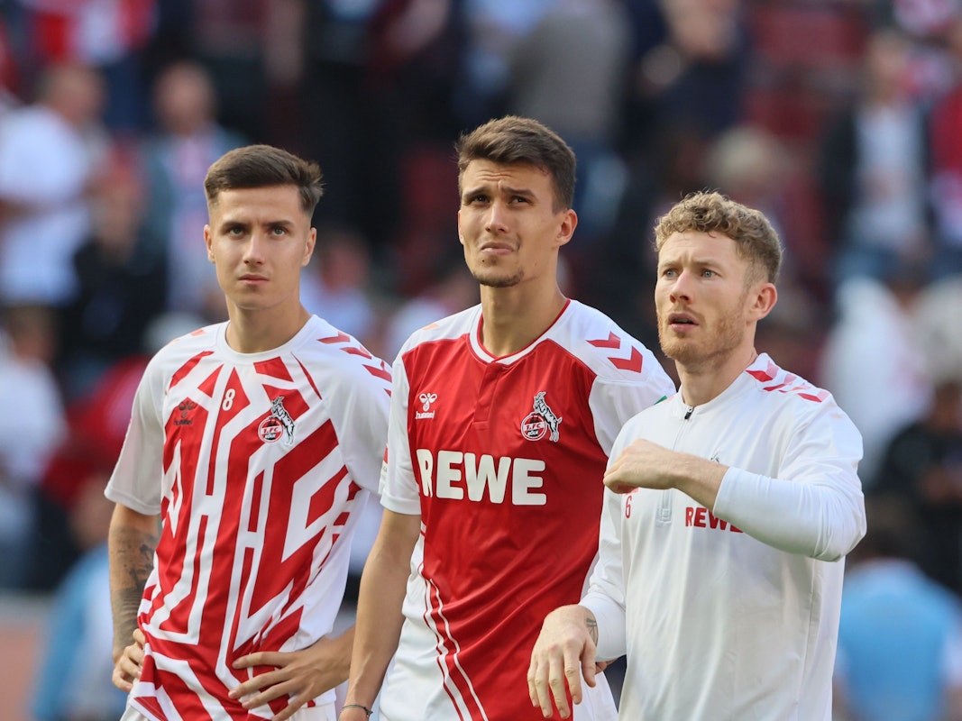1.FC Köln vs. Union Berlin, 6. Spieltag, 11.09.2022, 15.30 Uhr, von links: Denis Huseinbasic, Dejan Ljubicic, Florian Kainz (1. FC Köln), Bild: Herbert Bucco