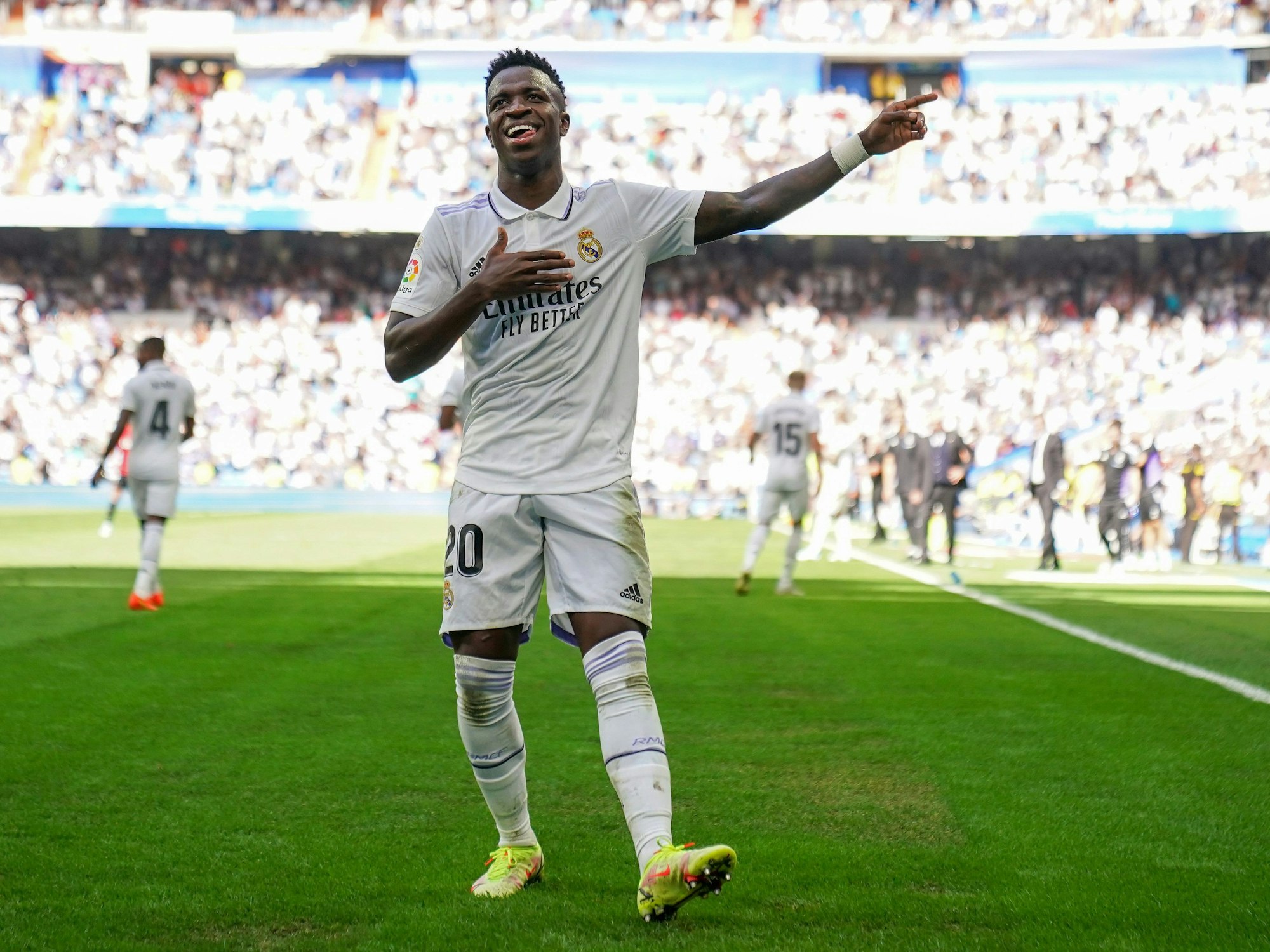 Vinicius Junior feiert einen Treffer für Real Madrid.