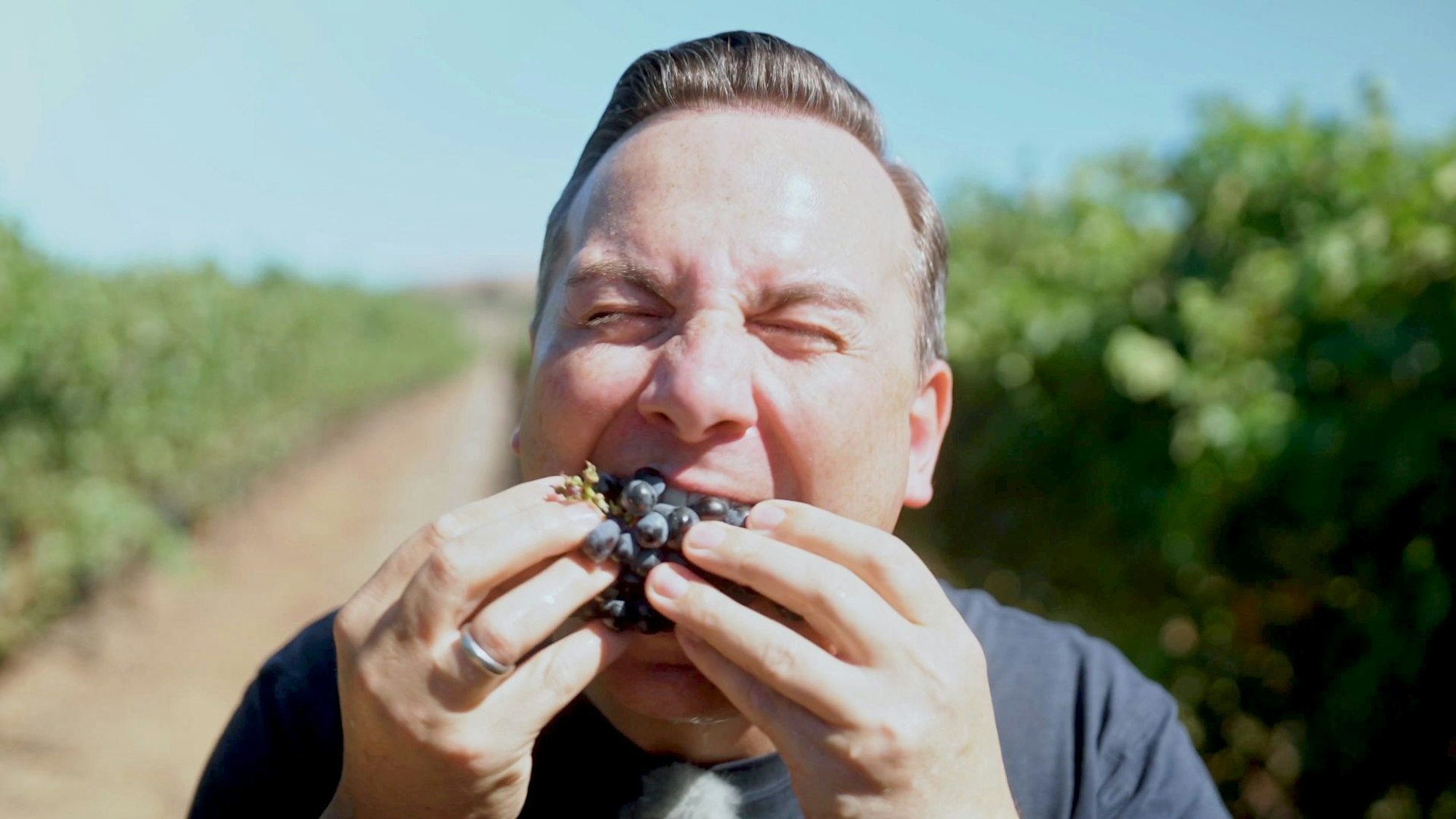 Tim Raue, Starkoch aus Berlin, war für seine TV-Show in einem Weinberg in Kapstadt.
