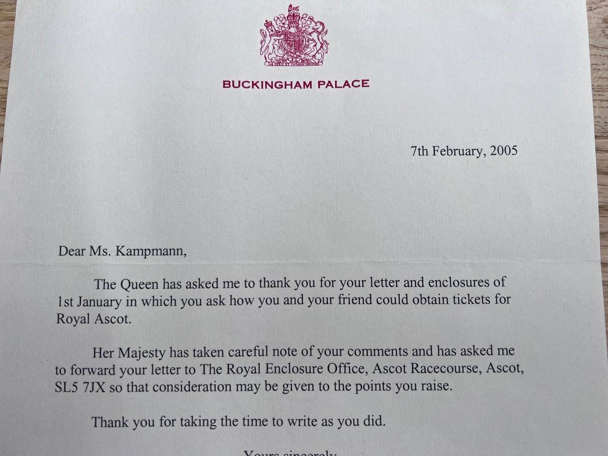 Brief der Queen Elizabeth an Monika Kampmann