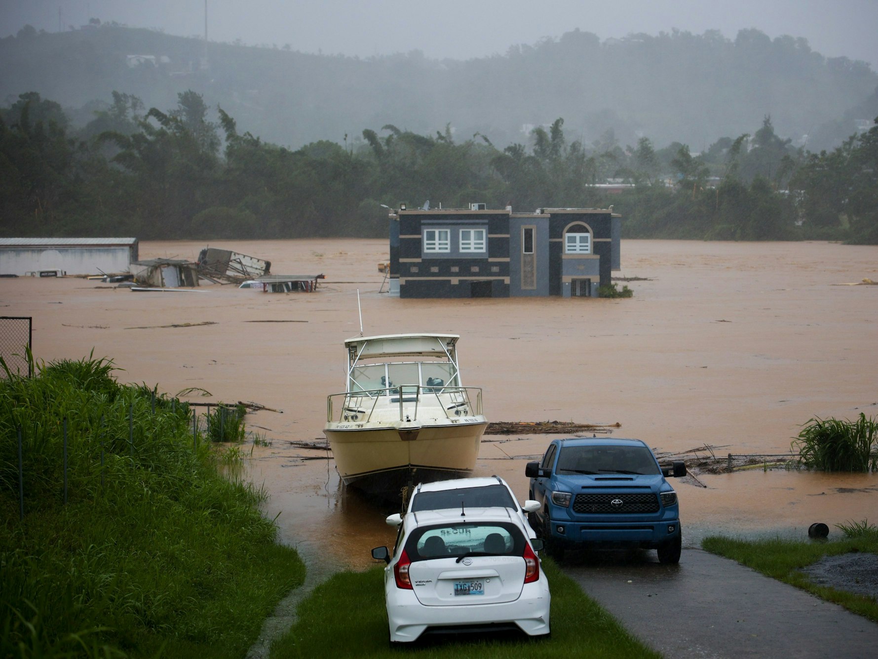 Ein Haus auf Puerto Rico steht unter Wasser, nachdem Hurrikan Fiona am 18. September 2022 auf die Karibikinsel getroffen ist.