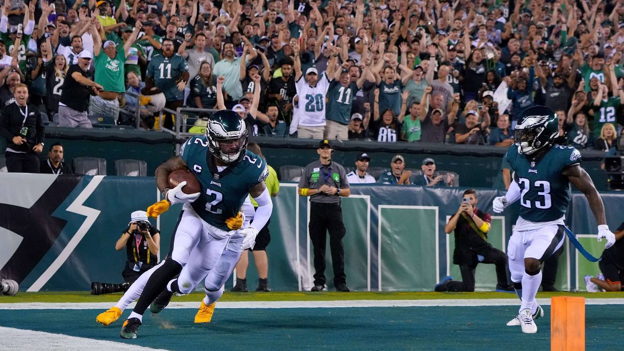 Philadelphia feiert einen Touchdown im Spiel gegen die Minnesota Vikings.