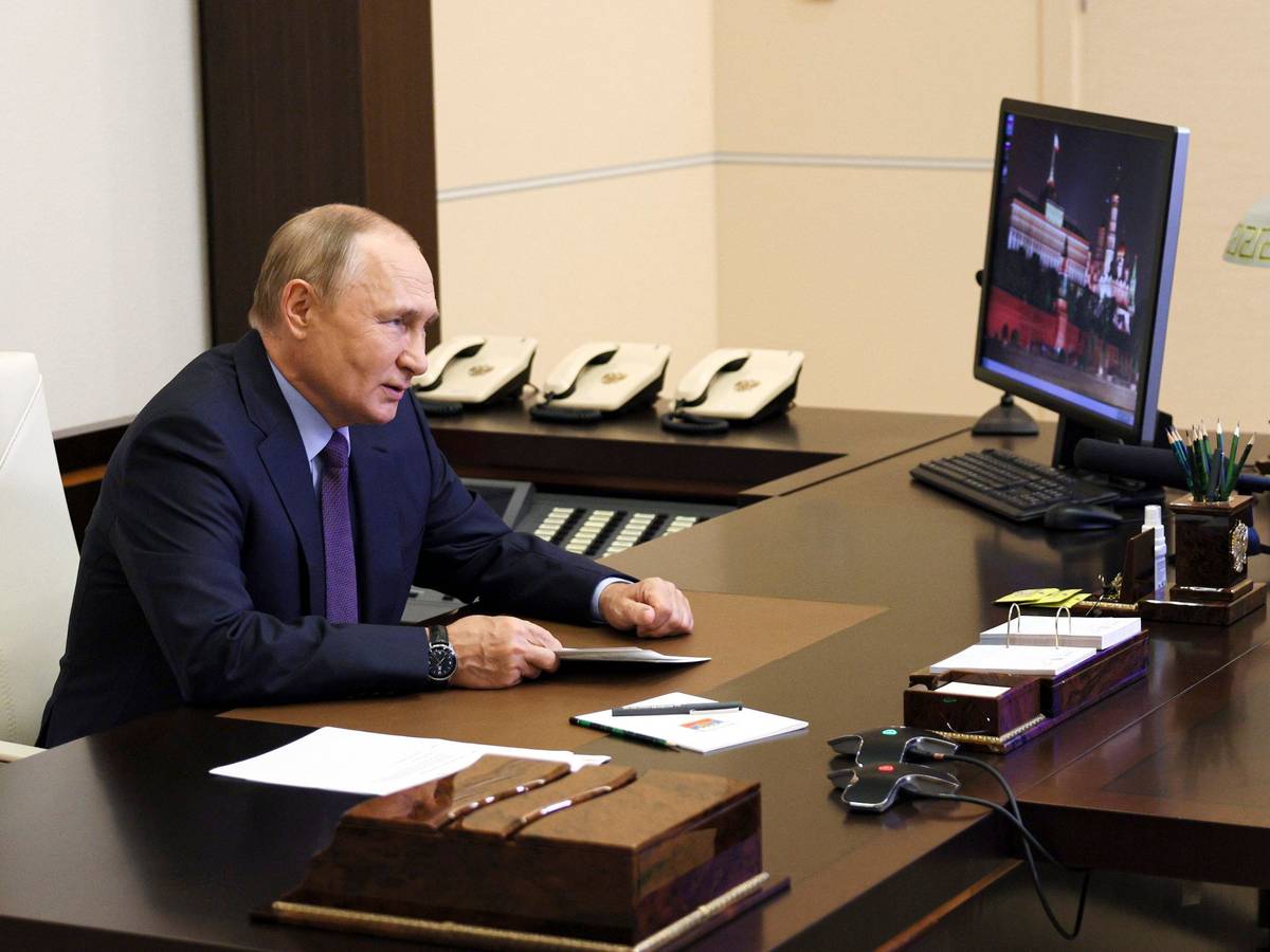 Russlands Präsident Wladimir Putin bei einer Videokonferenz im Kreml am 19. September.