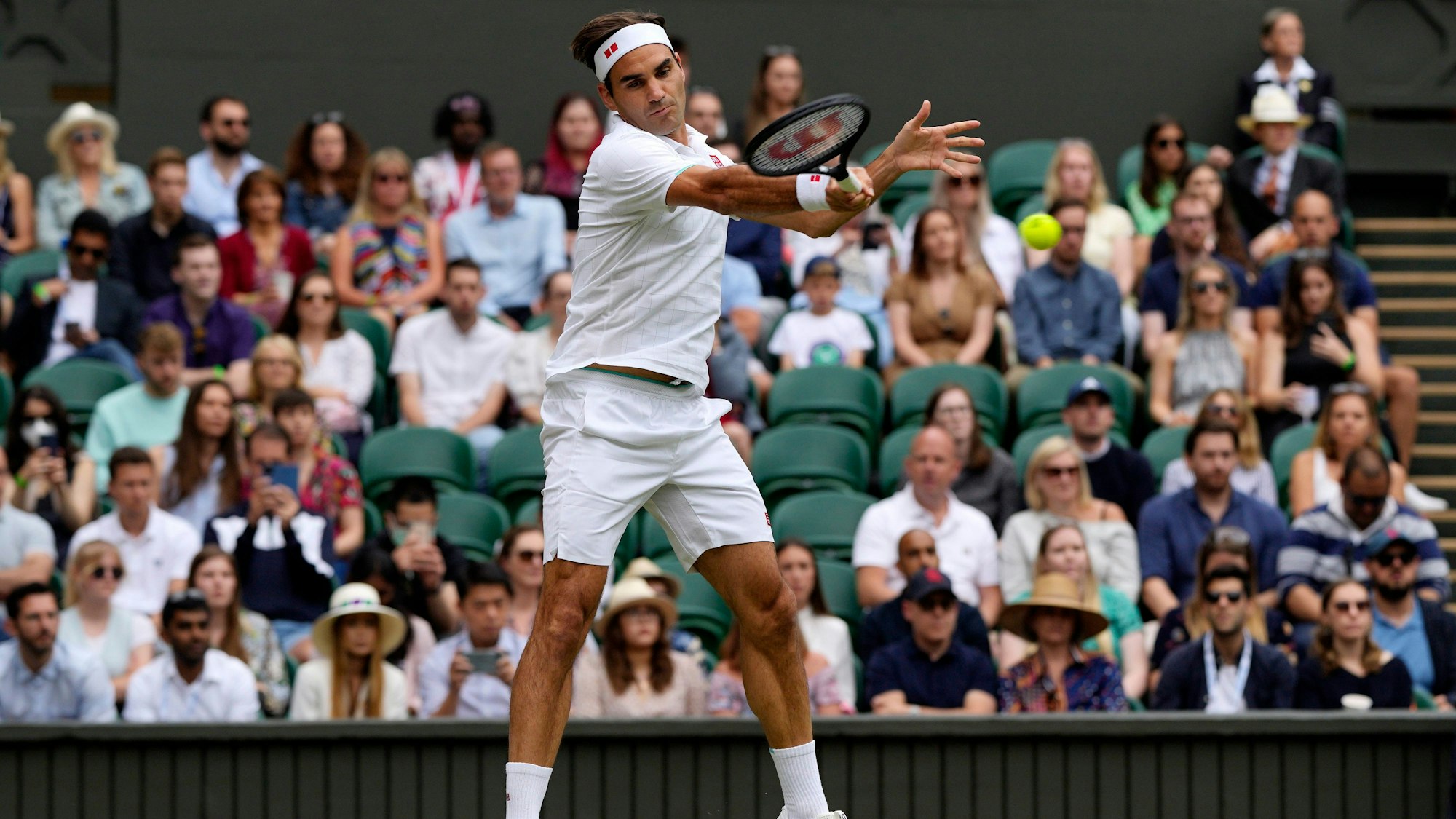 Roger Federer während eines Tennis-Matches am 3. Juli 2022.