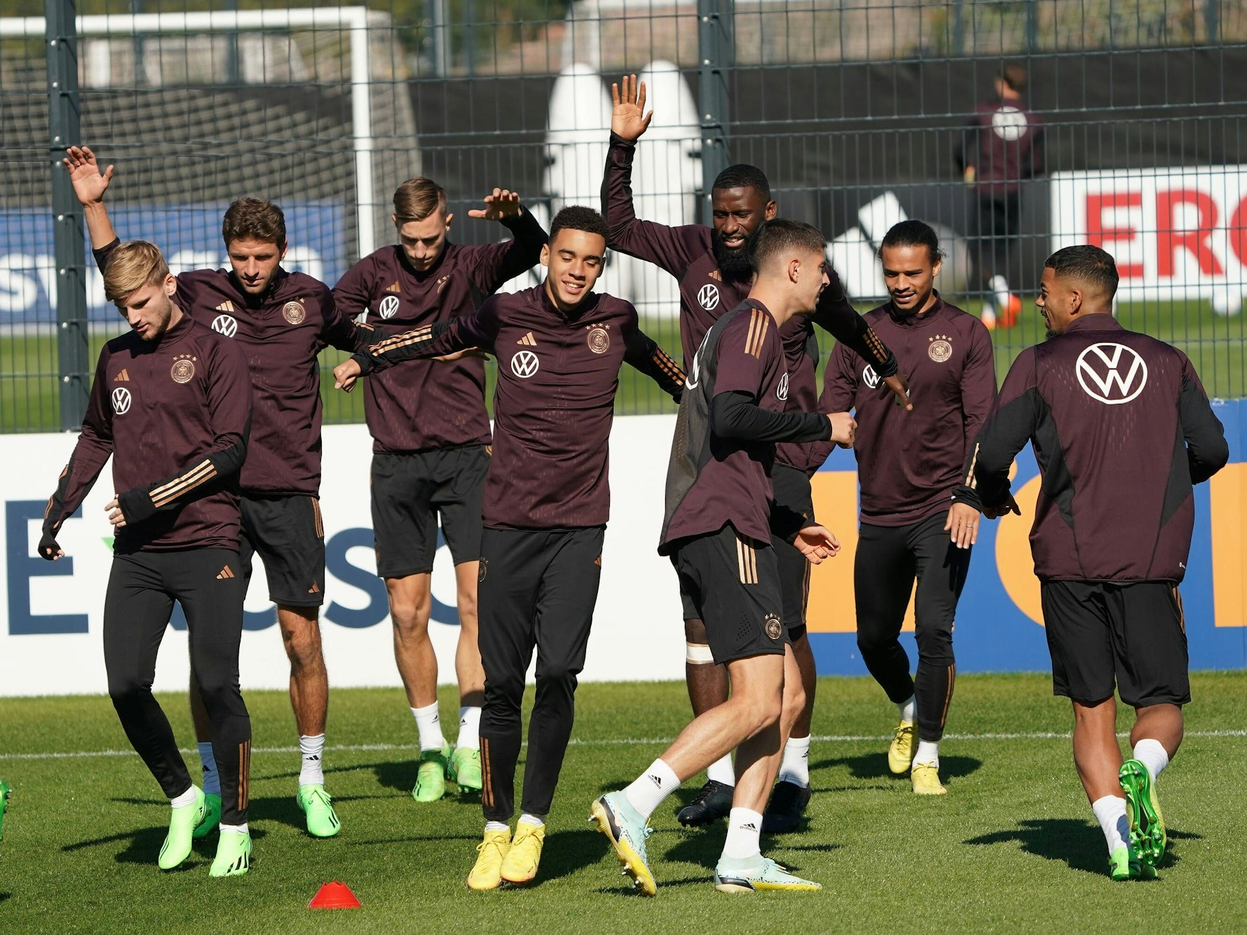Aufwärmtraining der Nationalmannschaft in Frankfurt.