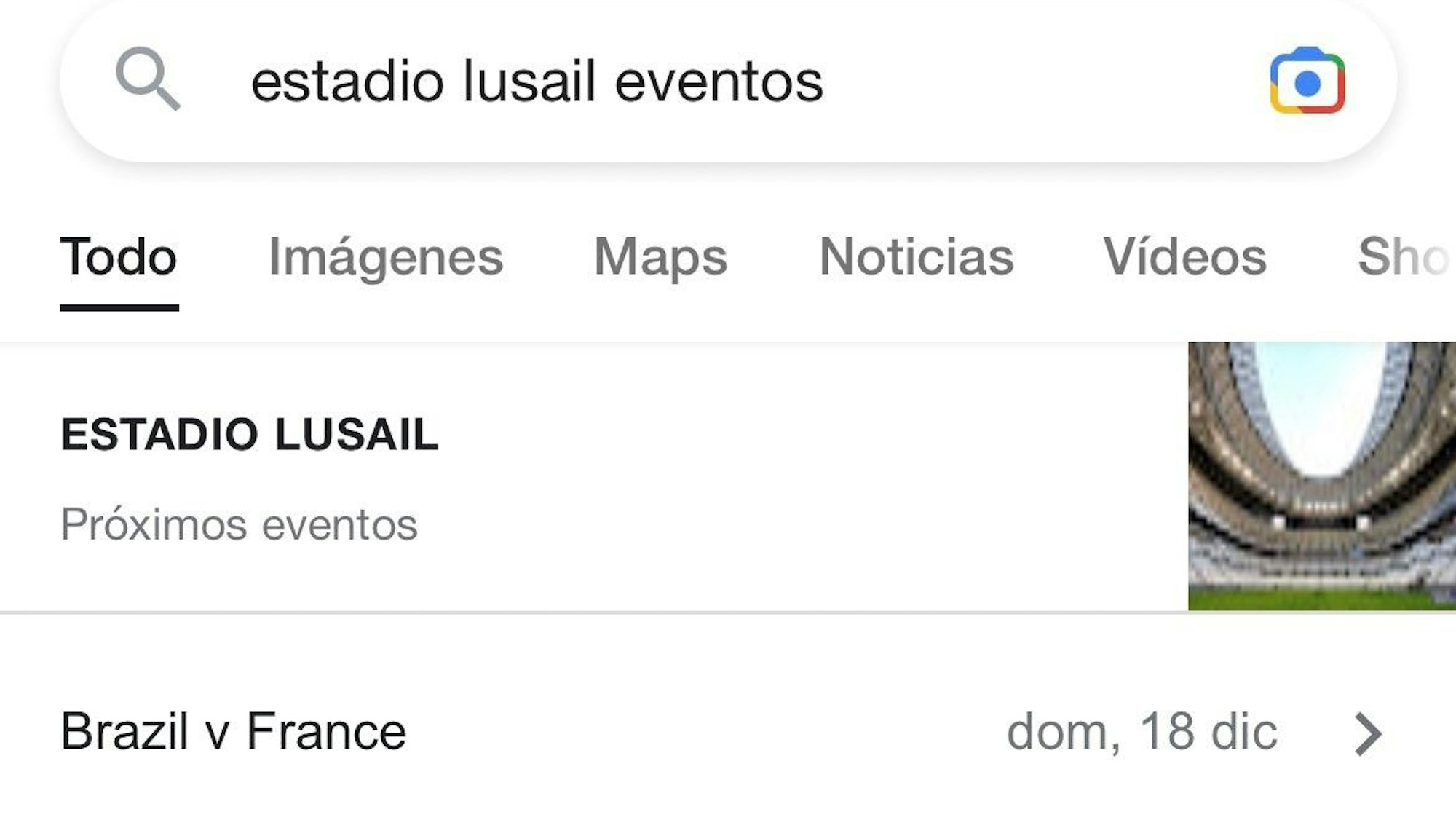 Ein Screenshot zeigt noch das zwischenzeitlich eingetragene Final-Duell zur WM 2022 zwischen Brasilie und Frankreich, das bei Google sichtbar war.