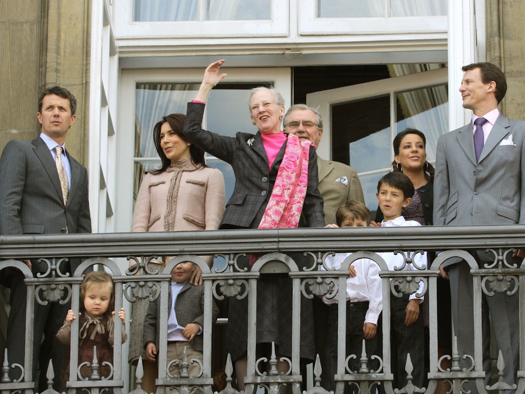 Die dänische Königin Margrethe II. und ihre Familie bei Feierlichkeiten im April 2009.