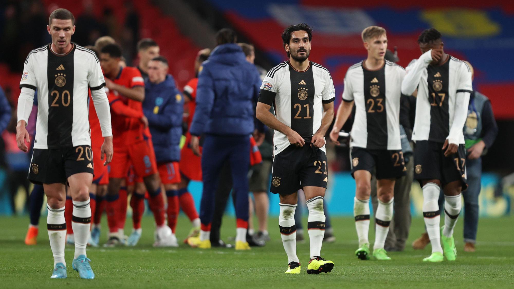 Enttäuschung bei den DFB-Stars nach dem 3:3 zum Abschluss der Nations League in England.
