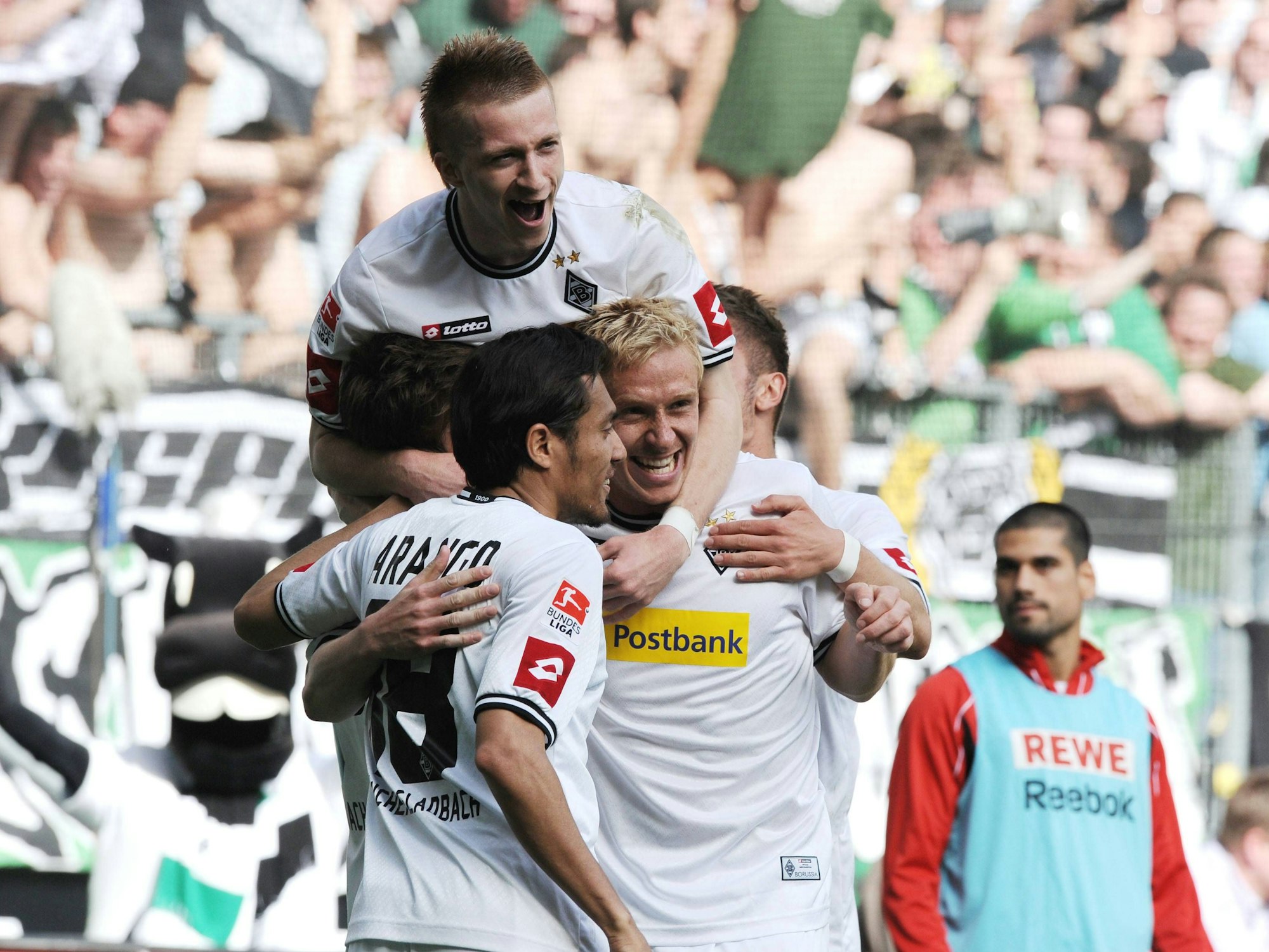 Borussia Mönchengladbach Mannschaft jubelt.