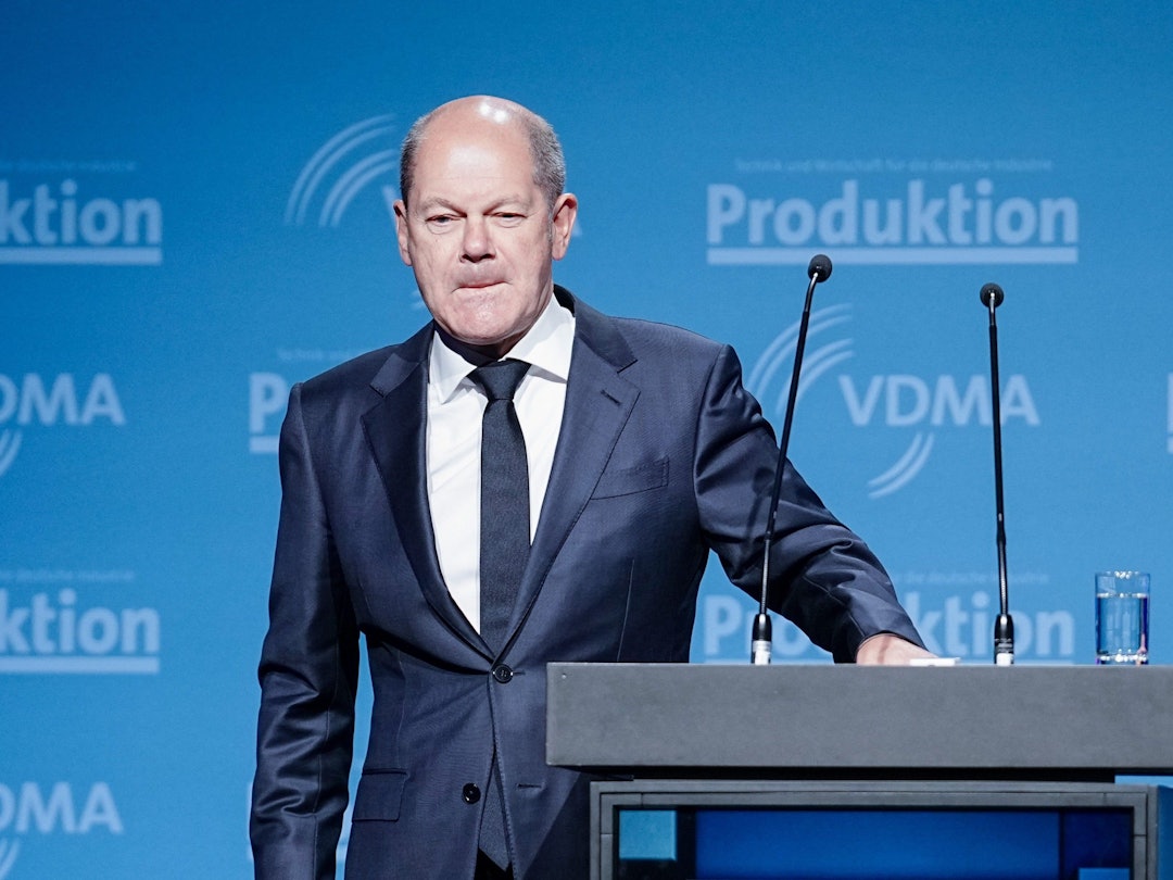Olaf Scholz beim 13. Deutschen Maschinenbaugipfel in Berlin.