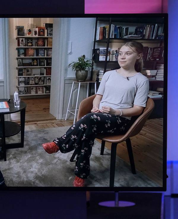 Sandra Maischberger (l.) mit Greta Thunberg beim ARD-Interview.