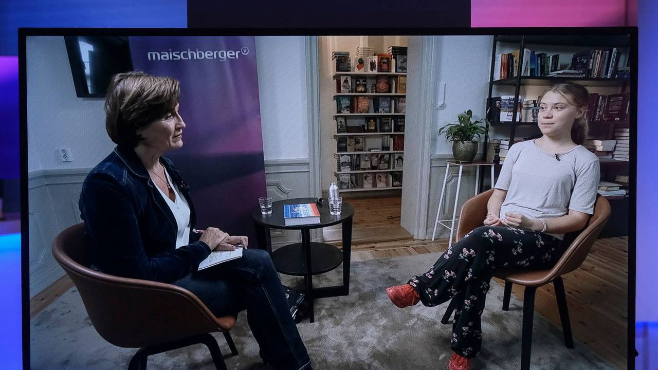 Sandra Maischberger (l.) mit Greta Thunberg beim ARD-Interview.