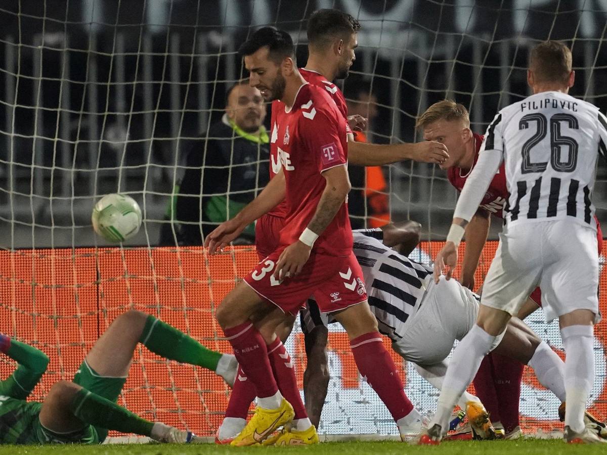 Der 1. FC Köln kassiert in der Conference League das zweite Gegentor beim Spiel gegen Partizan Belgrad.
