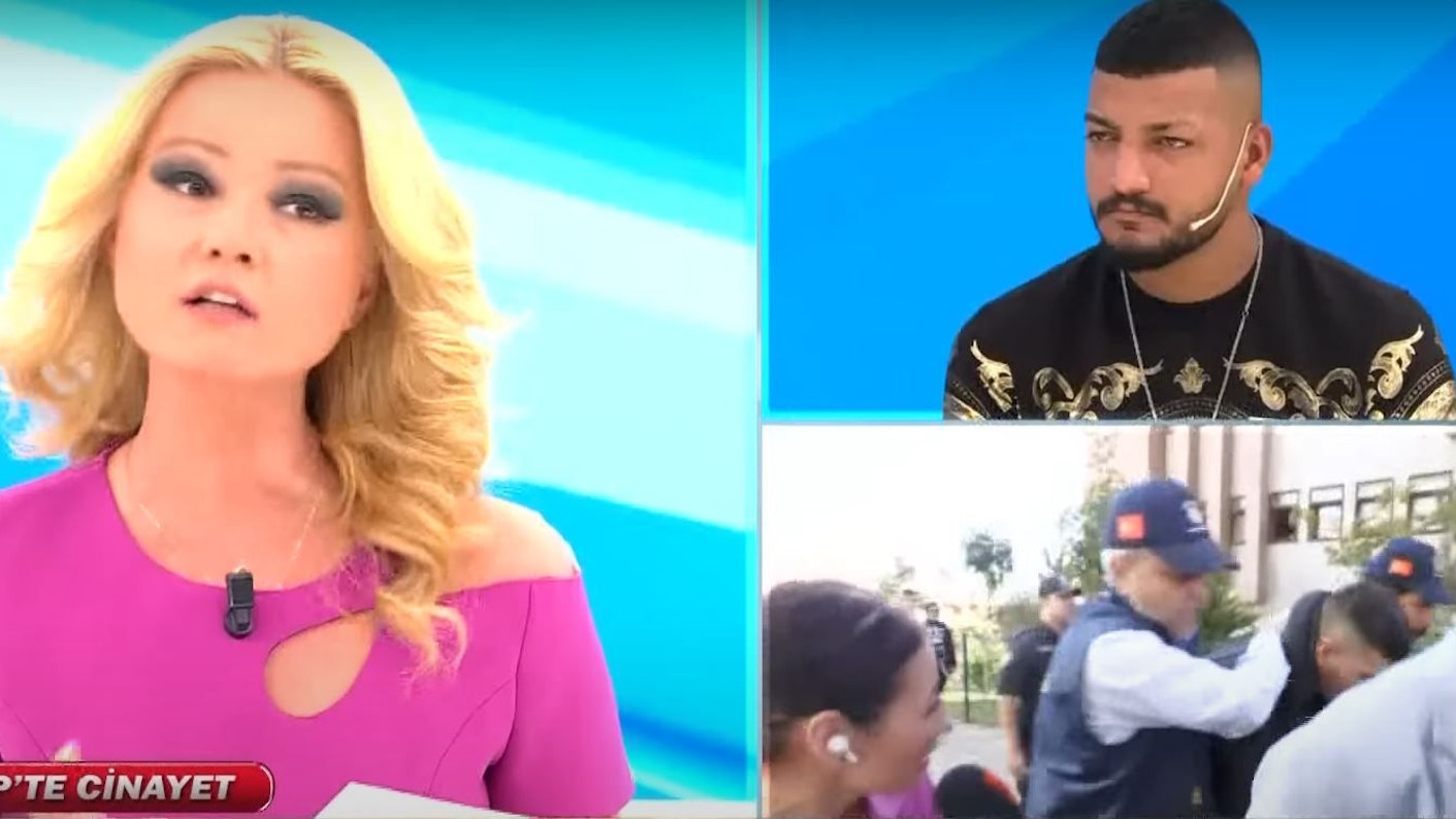 Ausschnitt einer Fernsehsendung mit einer Moderatorin und einem Gast der Sendung.