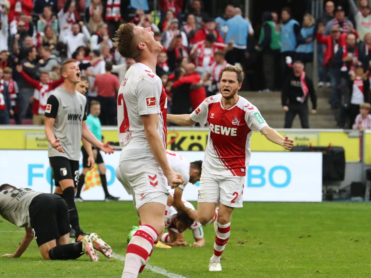 Steffen Tigges brüllte seine Freude über den 3:2-Siegtreffer des 1. FC Köln gegen den FC Augsburg (am Sonntag, 16. Oktober 2022) gen Himmel.