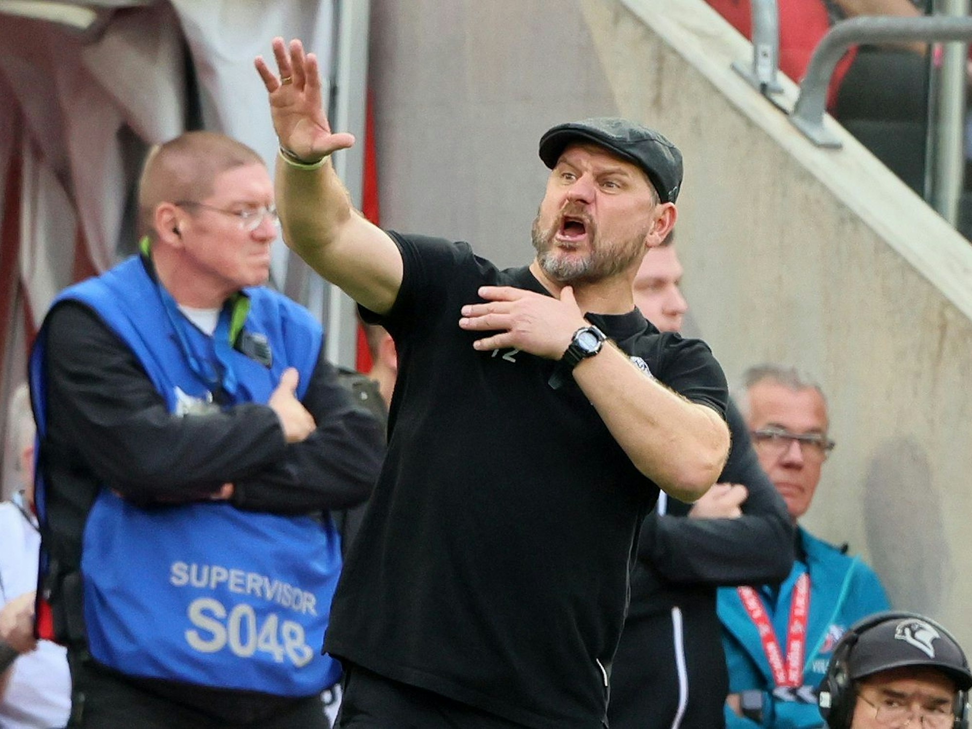 Steffen Baumgart beim Spiel des 1. FC Köln gegen den FC Augsburg.