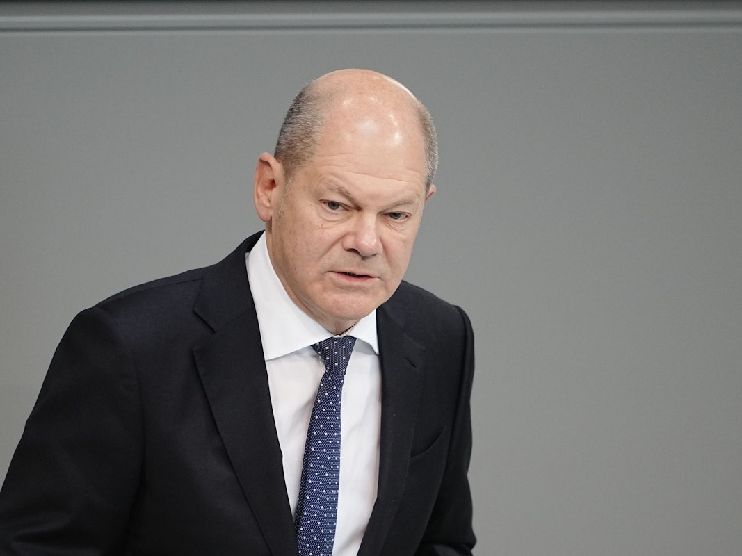 Bundeskanzler Olaf Scholz bei einer Regierungserklärung am 20. Oktober 2022 im Bundestag.