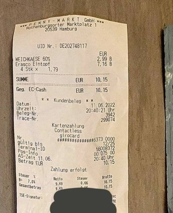 Dieses Foto von Kassenzetteln von Penny und Lidl veröffentlichte der Kunde auf Twitter.