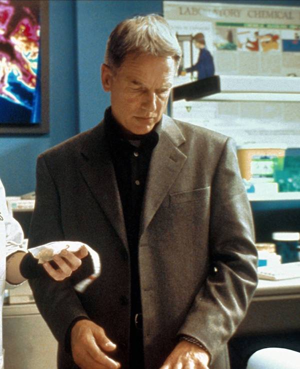 Pauley Perrette (l.) als Abby Sciuto und Mark Harmon als Special Agent Jethro Gibbs aus der US-Serie Navy CIS untersuchen etwas.