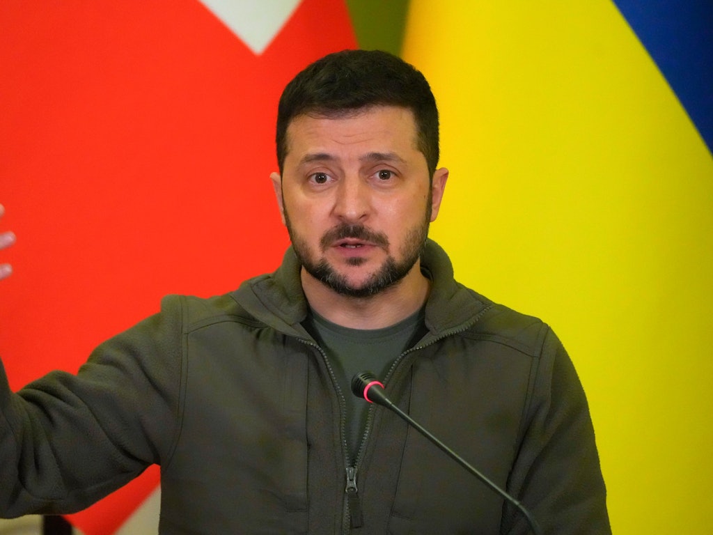 Wolodymyr Selenskyj, Präsident der Ukraine, spricht am 20. Oktober 2022 auf einer Pressekonferenz.