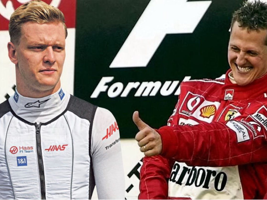 Schumis Freud, Micks Leid: Vater Michael bejubelte im Oktober 2004 in Suzuka seinen 13. Saisonsieg, Sohn Mick war nach seinem achten Punktlos-Rennen in Austin enttäuscht. Fotos: imago