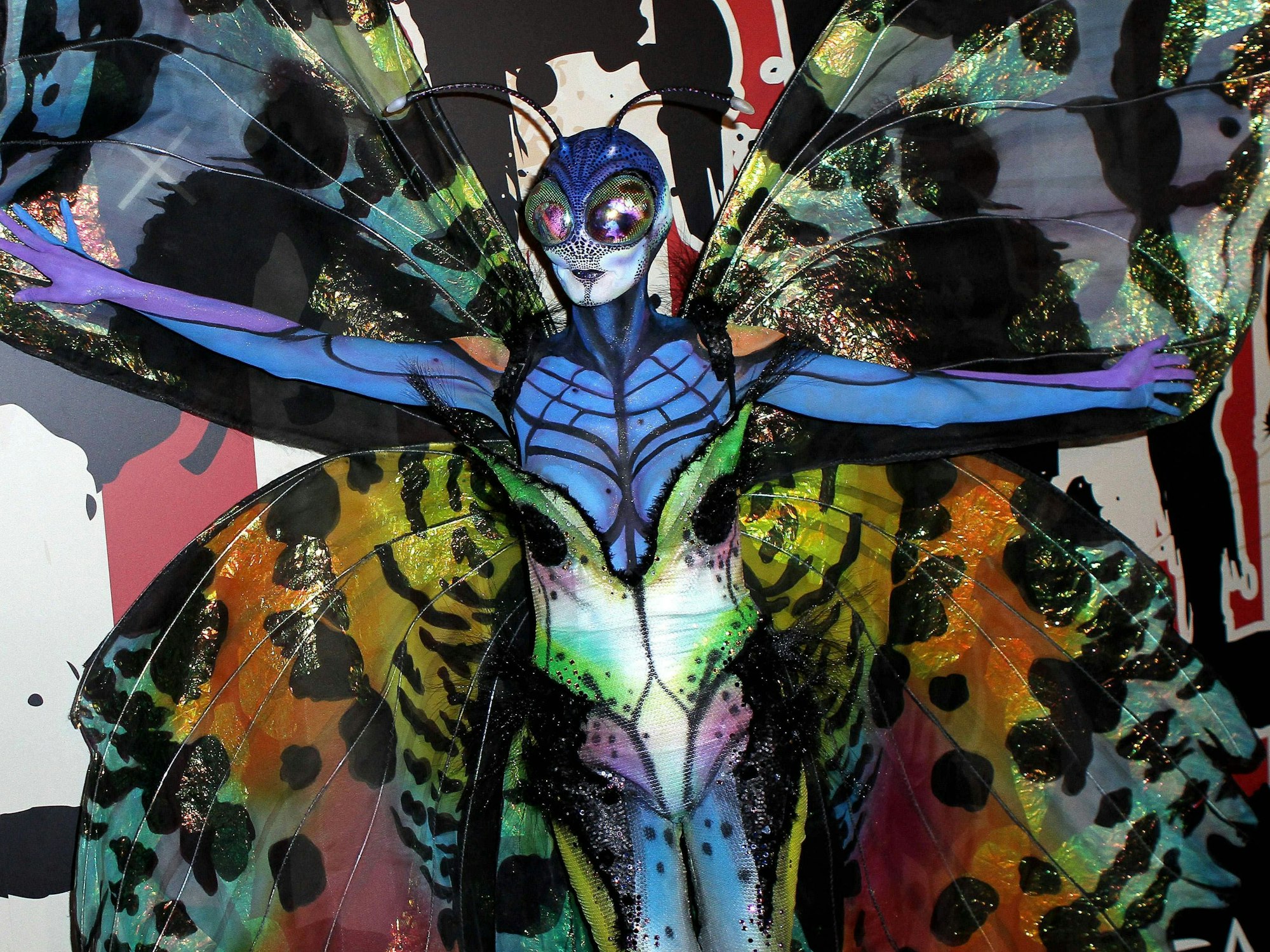 Das Foto zeigt Heidi Klum, verkleidet als Schmetterling.