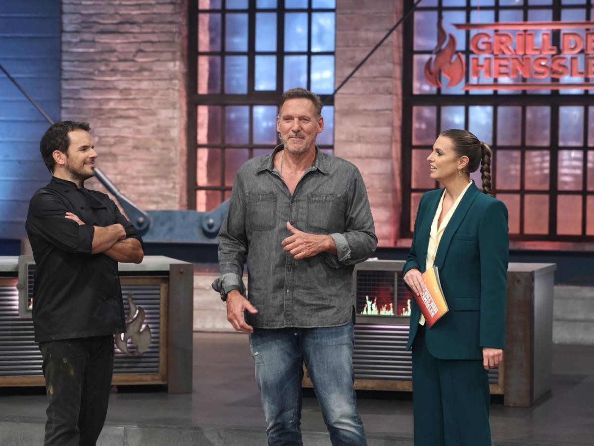 Steffen Henssler (l.), Ralf Moeller und Laura Wontorra während der Show.