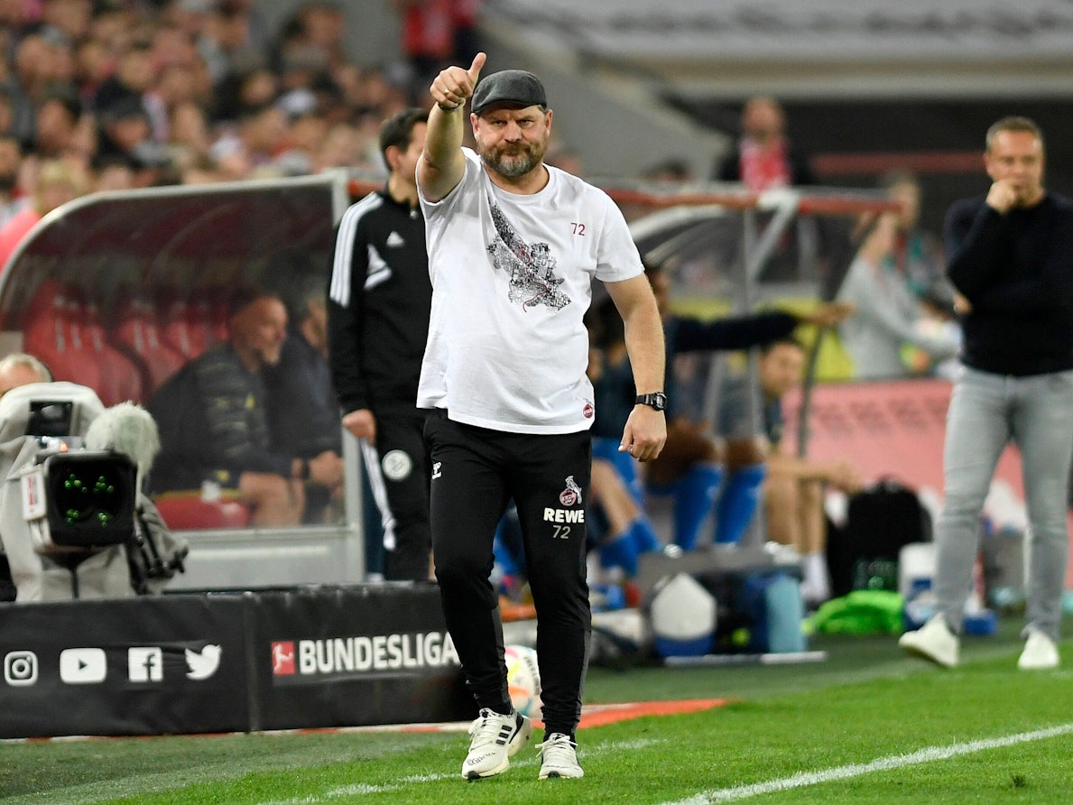 Steffen Baumgart beim 1:1 des 1. FC Köln gegen die TSG Hoffenheim am Sonntag (30. Oktober 2022)