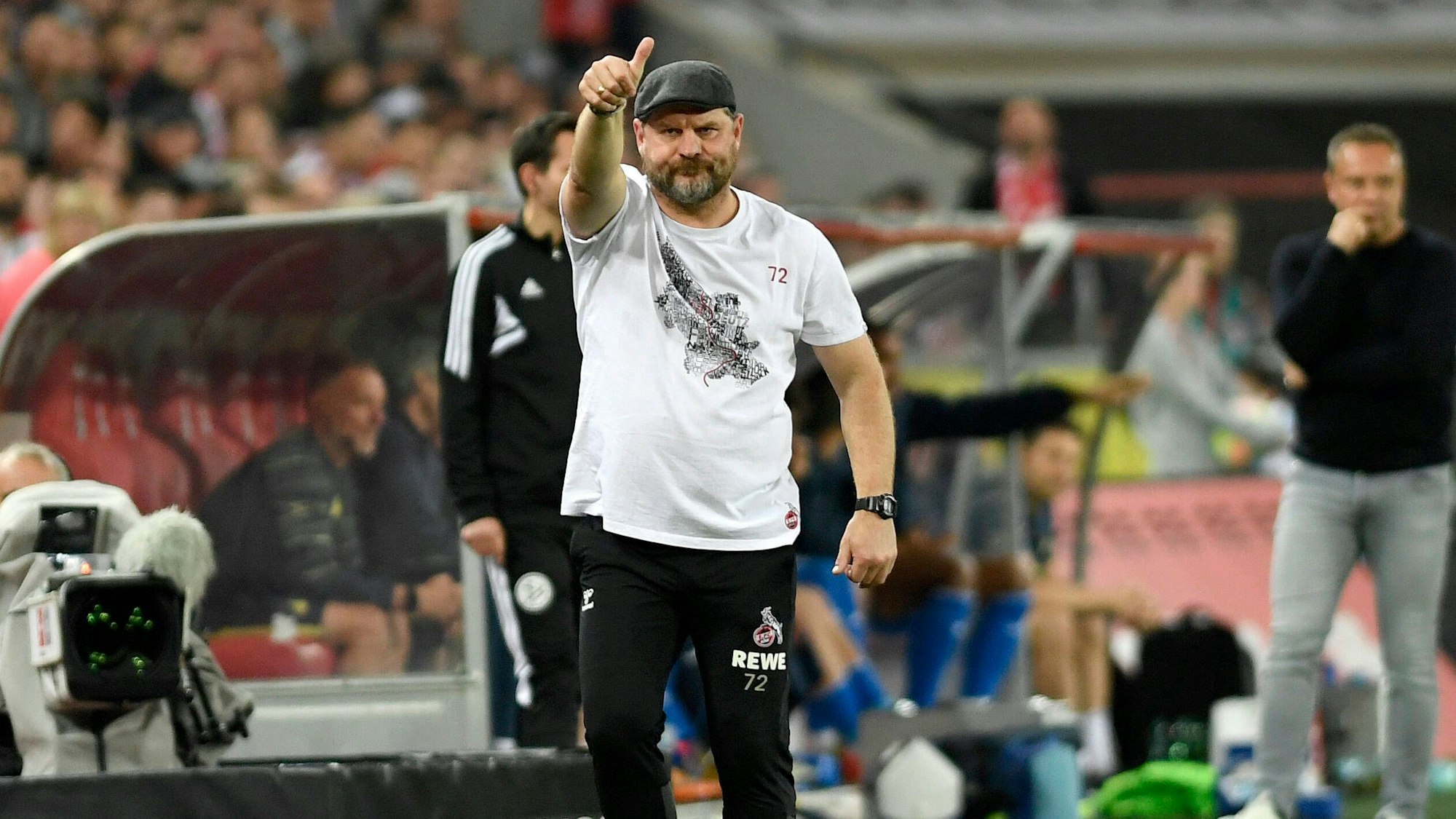 Steffen Baumgart beim 1:1 des 1. FC Köln gegen die TSG Hoffenheim am Sonntag (30. Oktober 2022)
