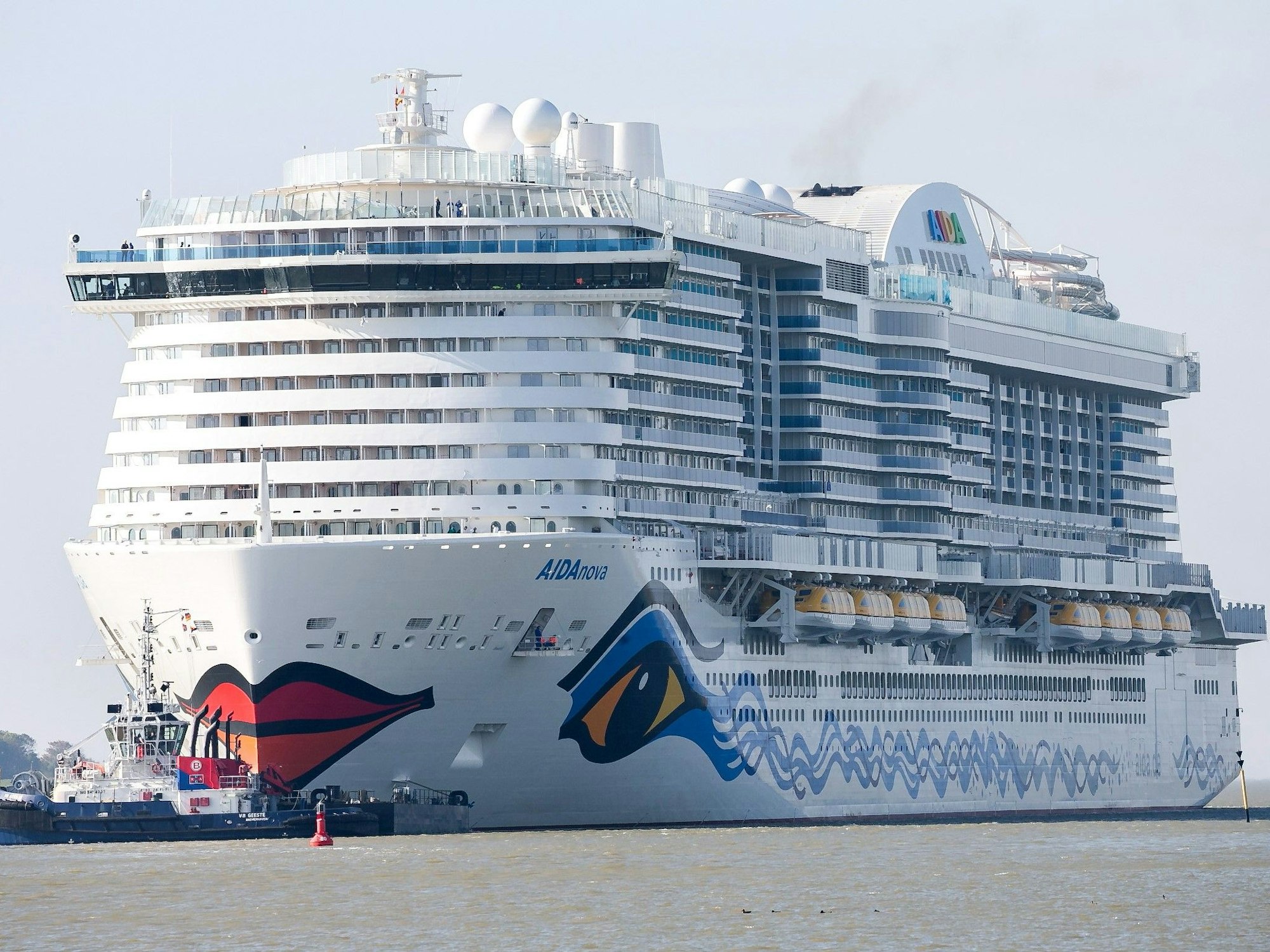 Ein Blick auf das Kreuzfahrtschiff „Aidanova“.