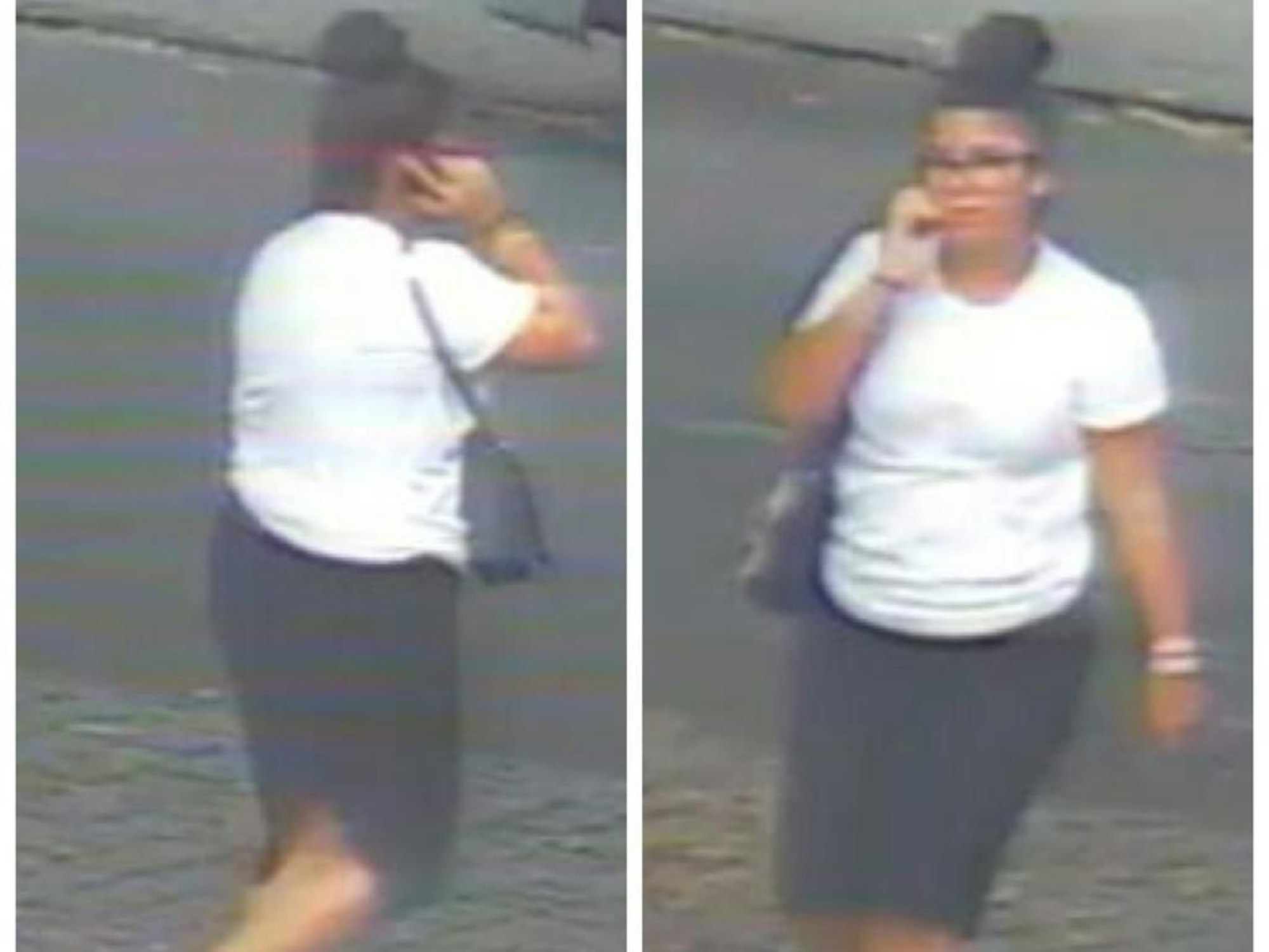 Verdächtige Betrügerin telefoniert.