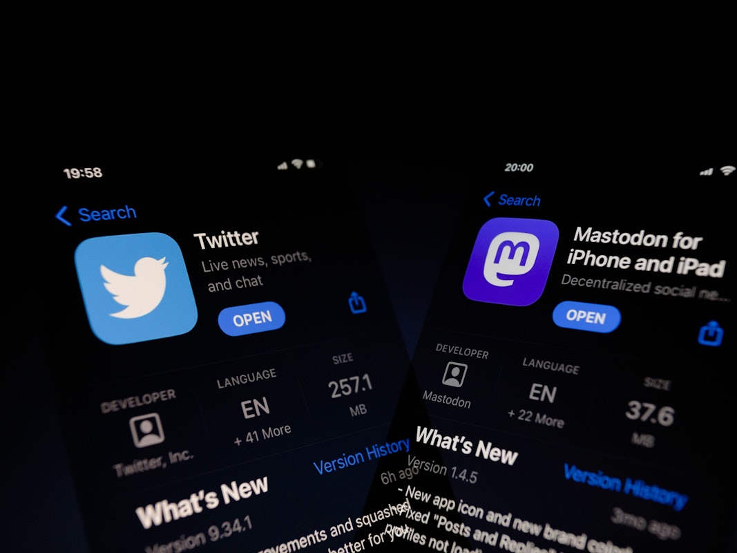 Die Apps von Twitter und Mastodon.
