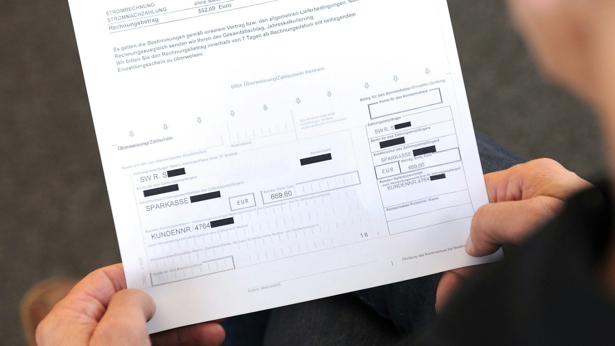 Eine gefälschte Stromrechnung aus dem Jahr 2010.